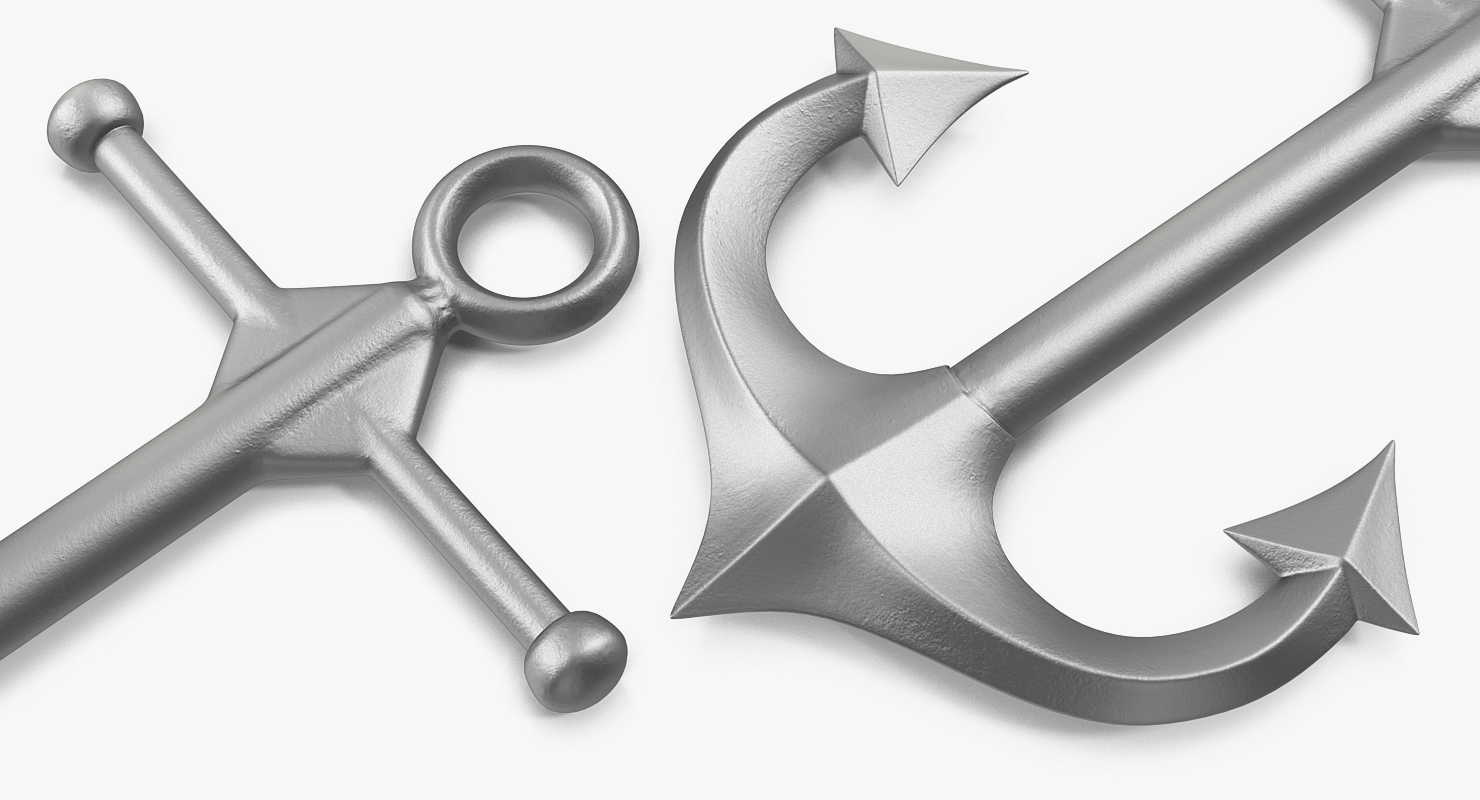 3D Silver Anchor model