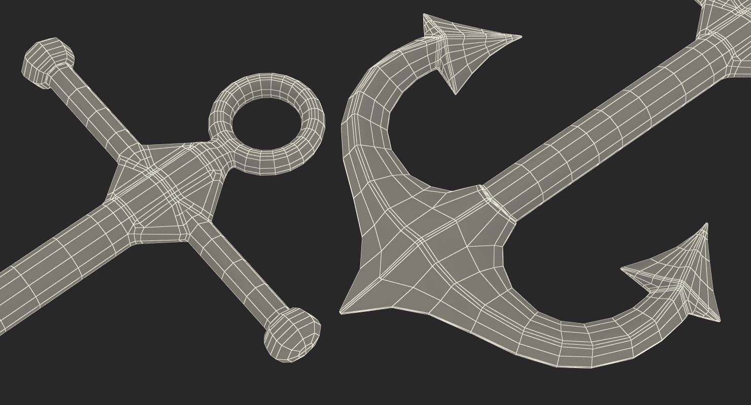 3D Silver Anchor model