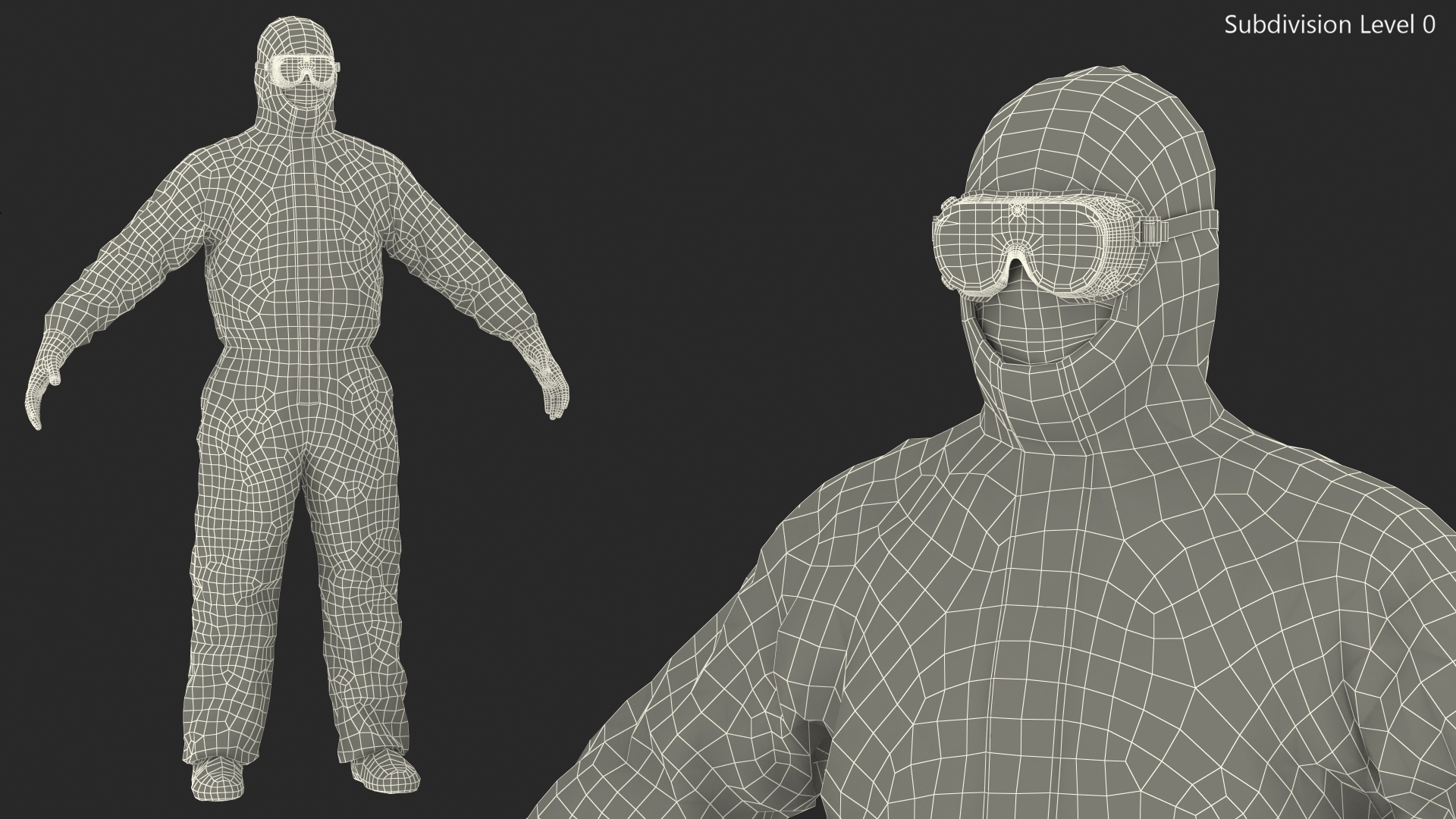 3D Man in Disposable Medical Protective Suit Rigged model