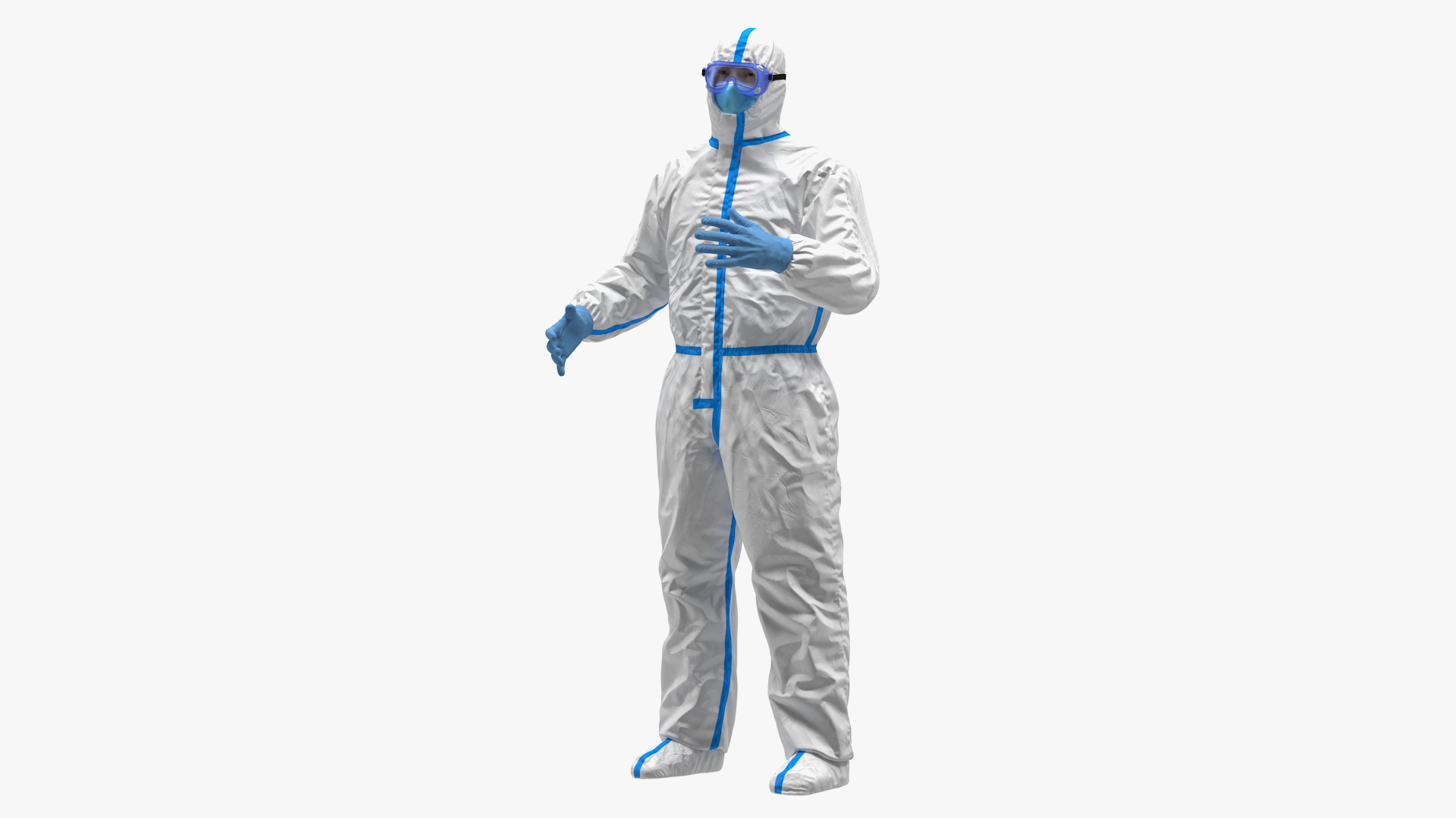 3D Man in Disposable Medical Protective Suit Rigged model