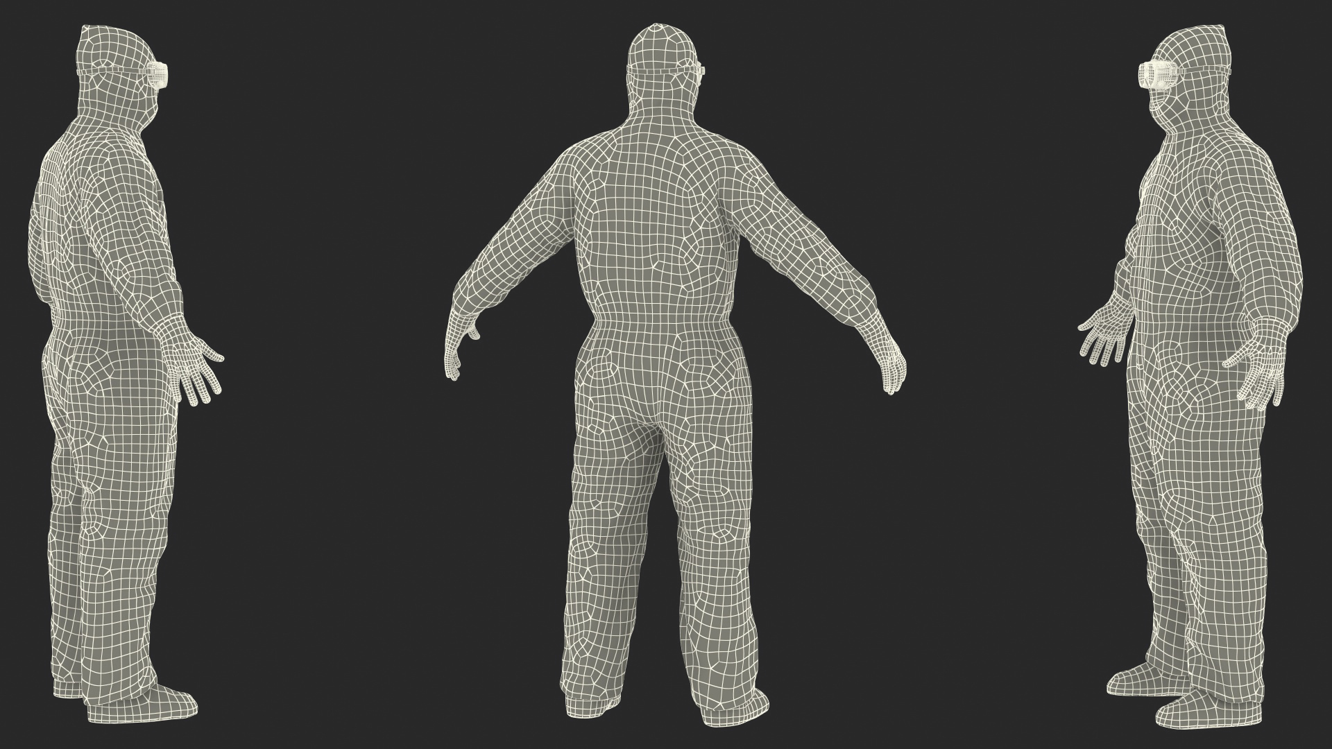 3D Man in Disposable Medical Protective Suit Rigged model