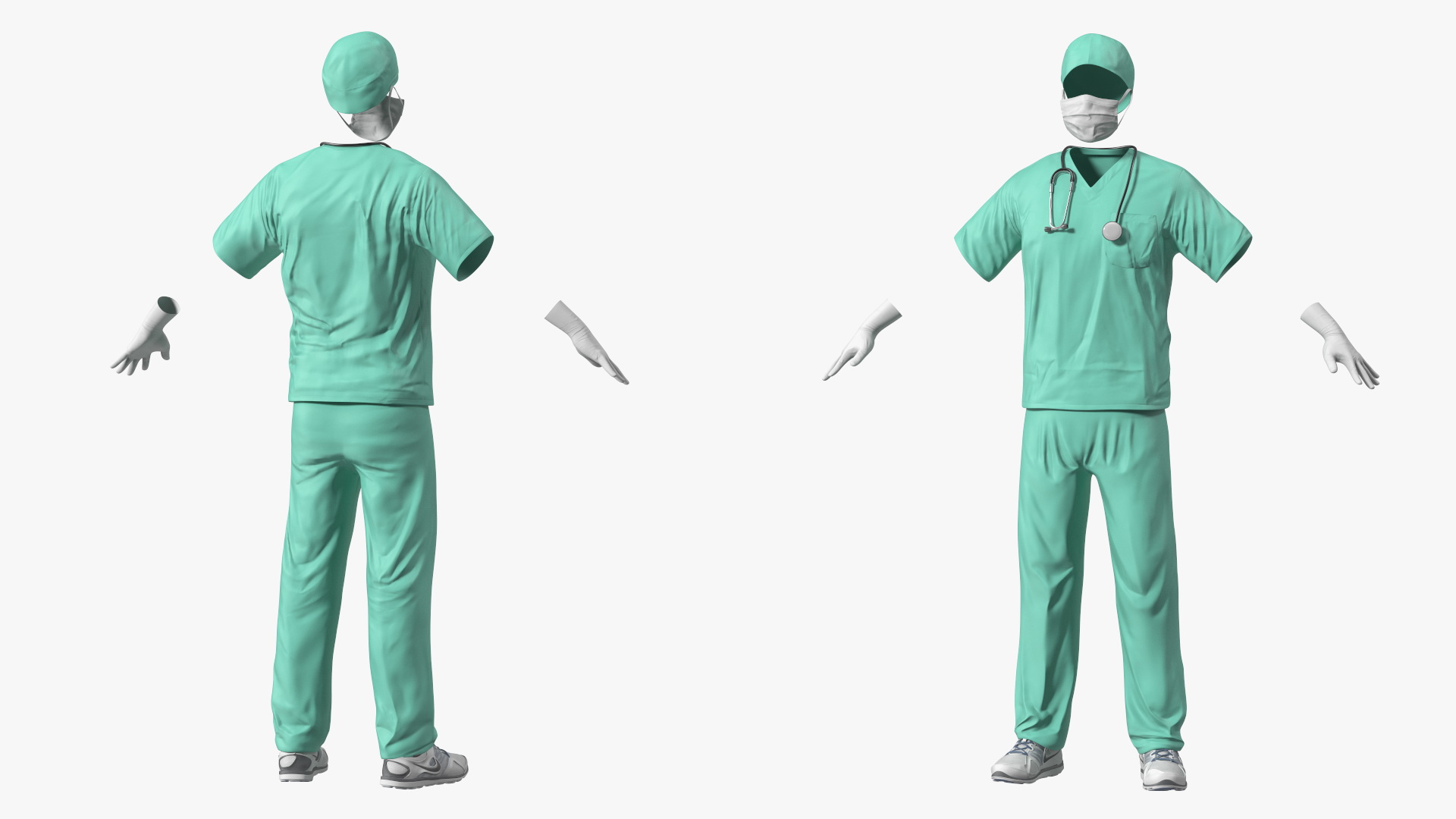 Blue Emergency Surgeon Costume Scrubs 3D