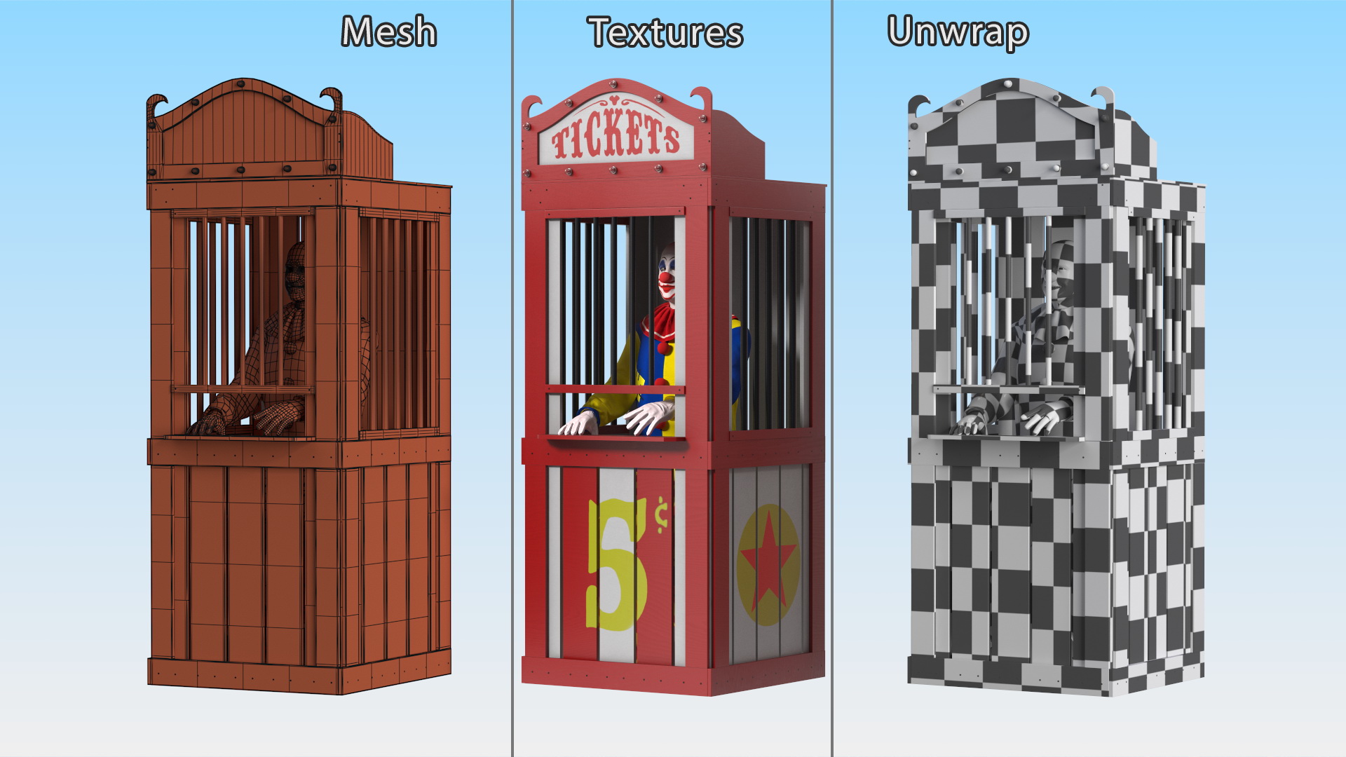 3D model Circus Ticket Booth with Clown