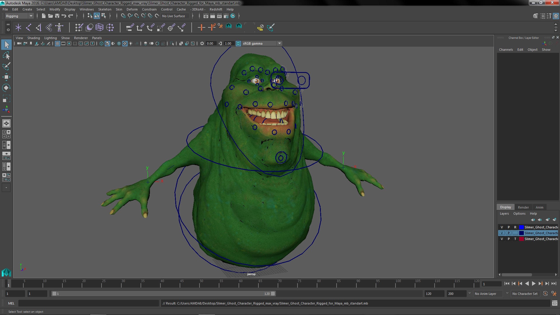 3D Slimer Ghost Character Rigged for Maya model