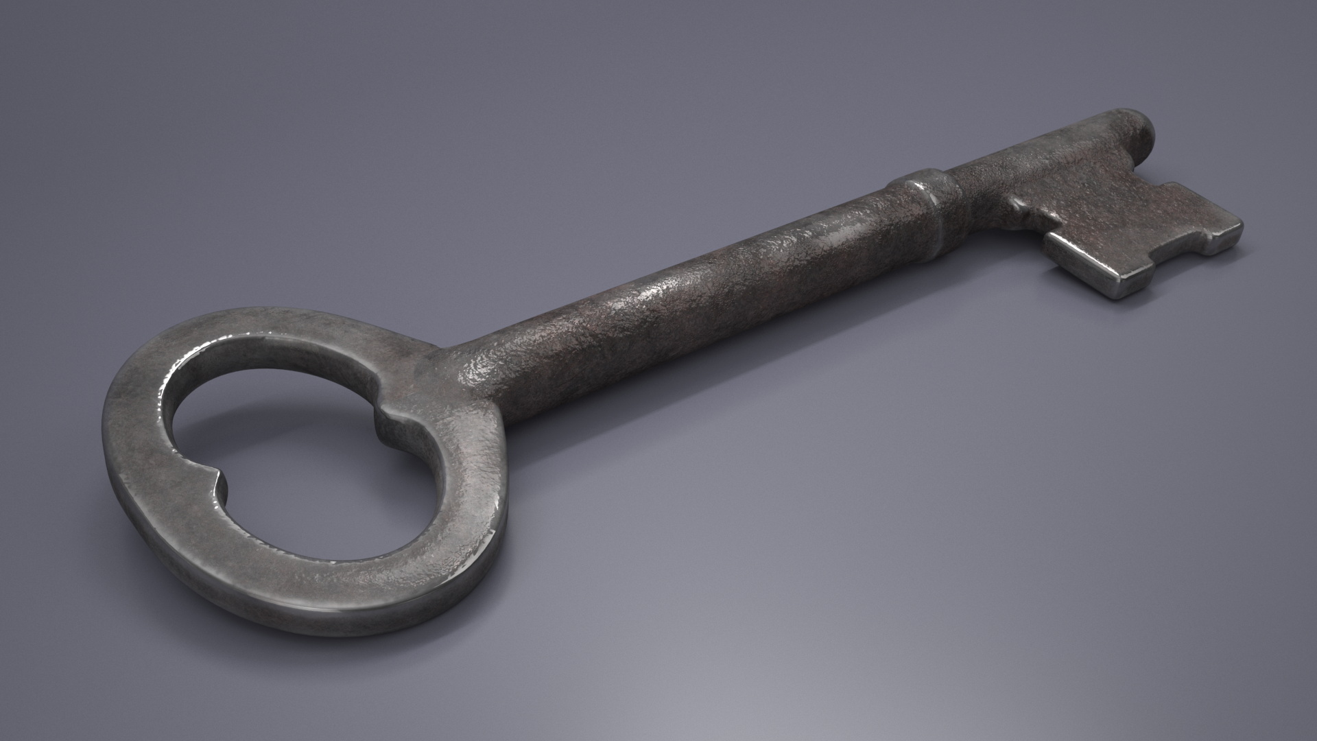 3D Vintage Skeleton Key Steel