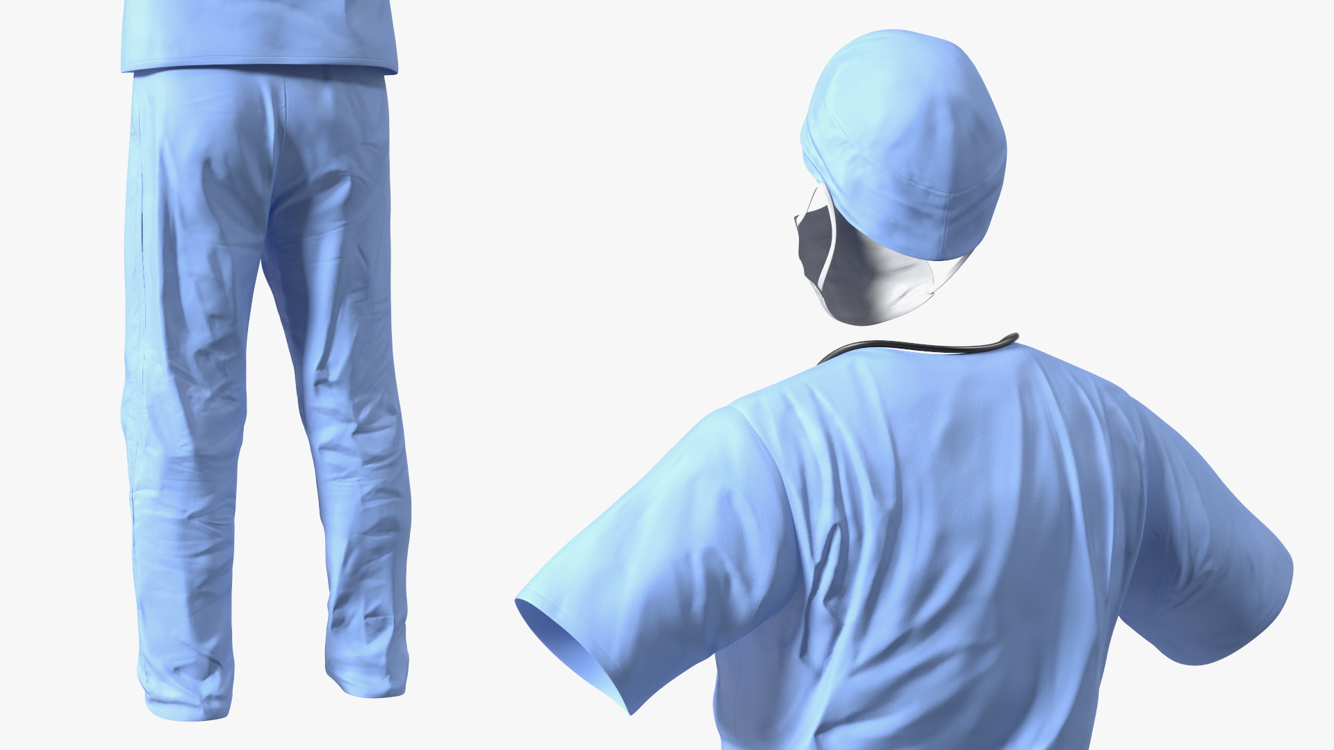 Dr Dress Scrub Suit for Man with Mask 3D