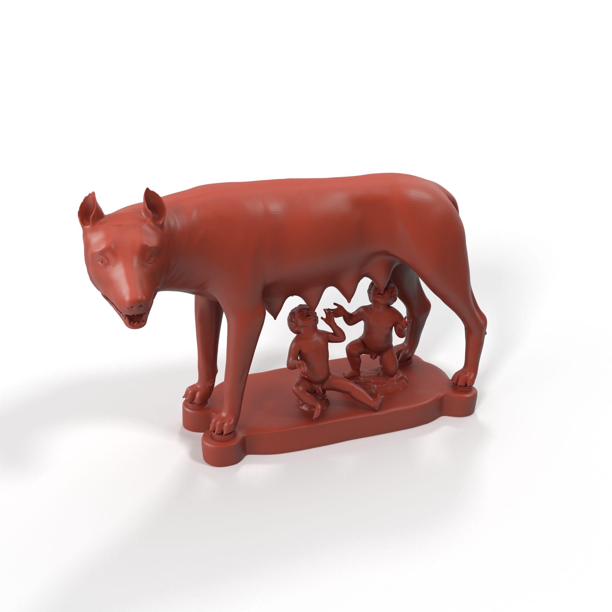 3D Capitoline Wolf with Romulus and Remus for 3D Print