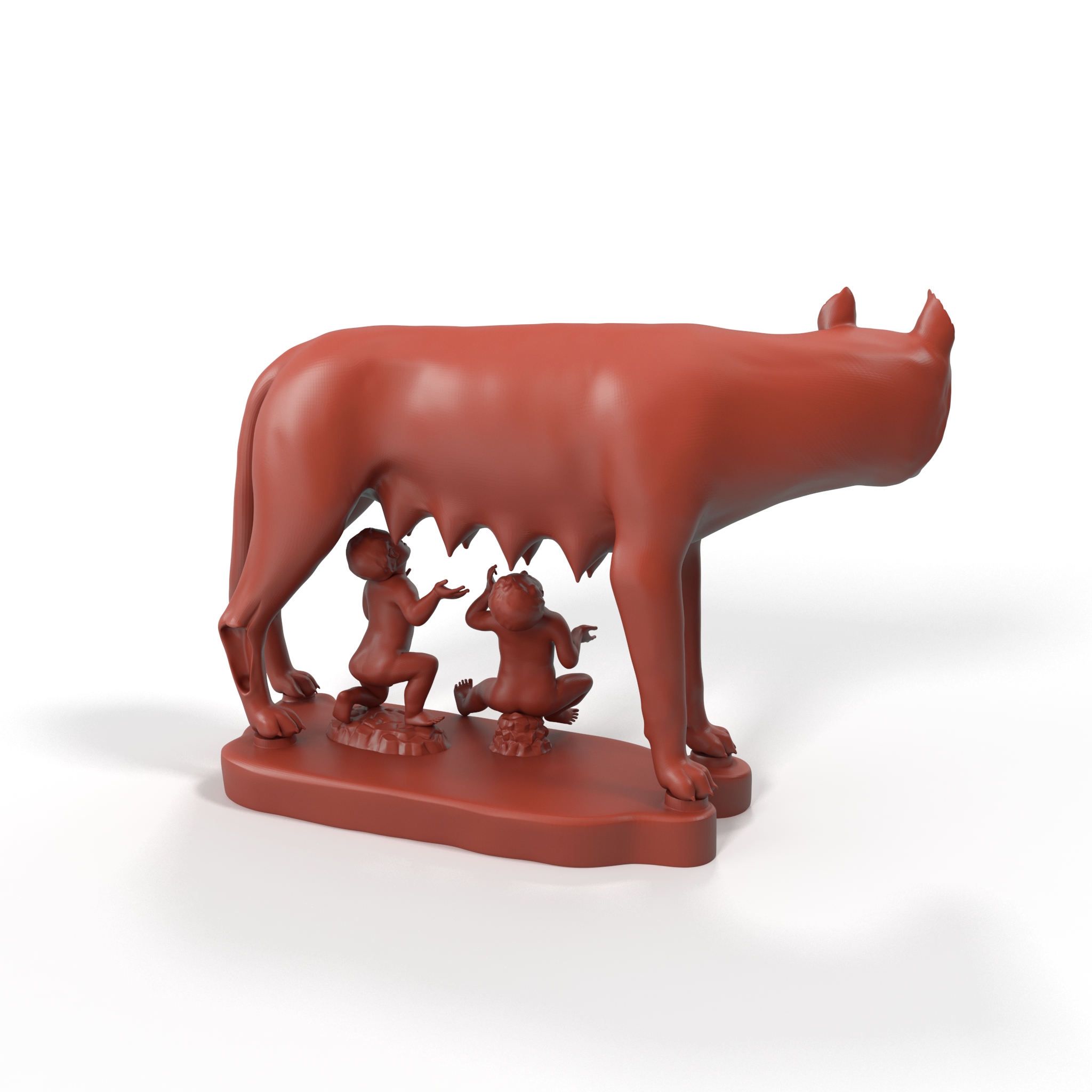 3D Capitoline Wolf with Romulus and Remus for 3D Print