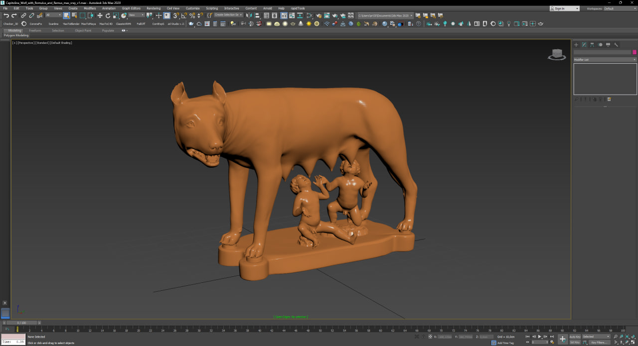 3D Capitoline Wolf with Romulus and Remus for 3D Print