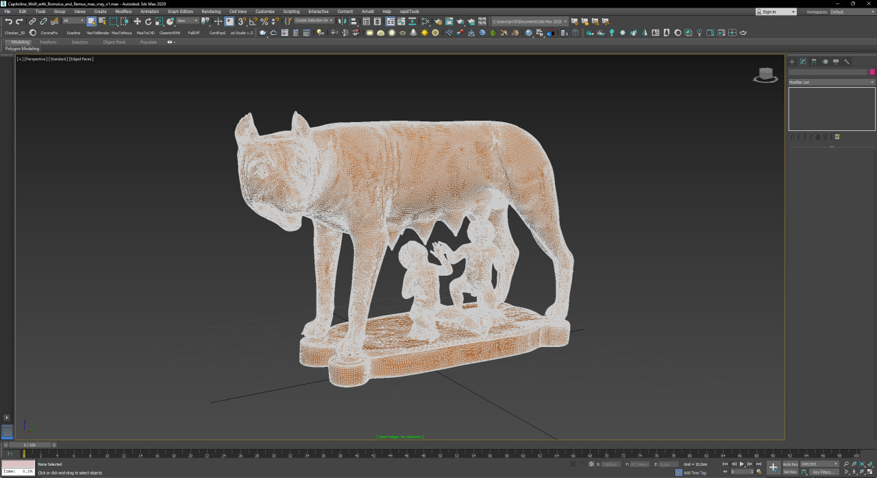 3D Capitoline Wolf with Romulus and Remus for 3D Print