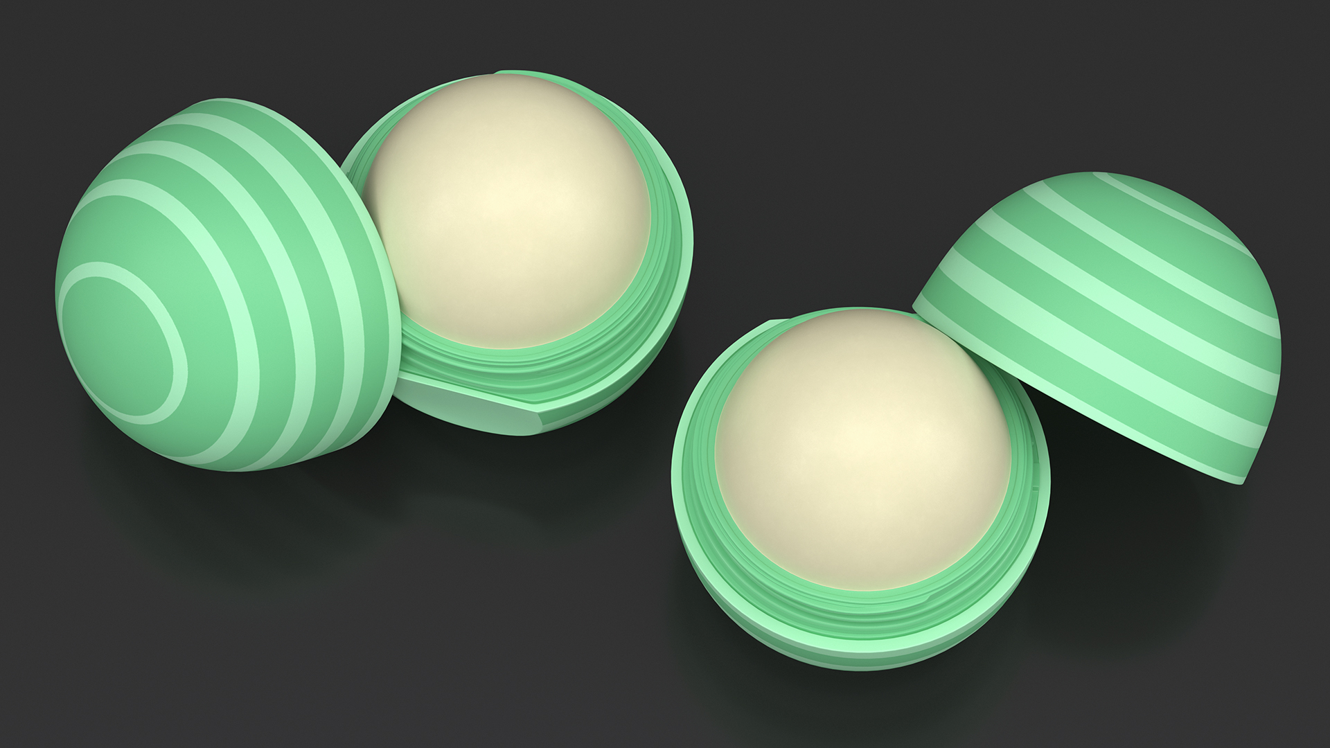 Hydrating Lip Balm Green Stripes Open 3D