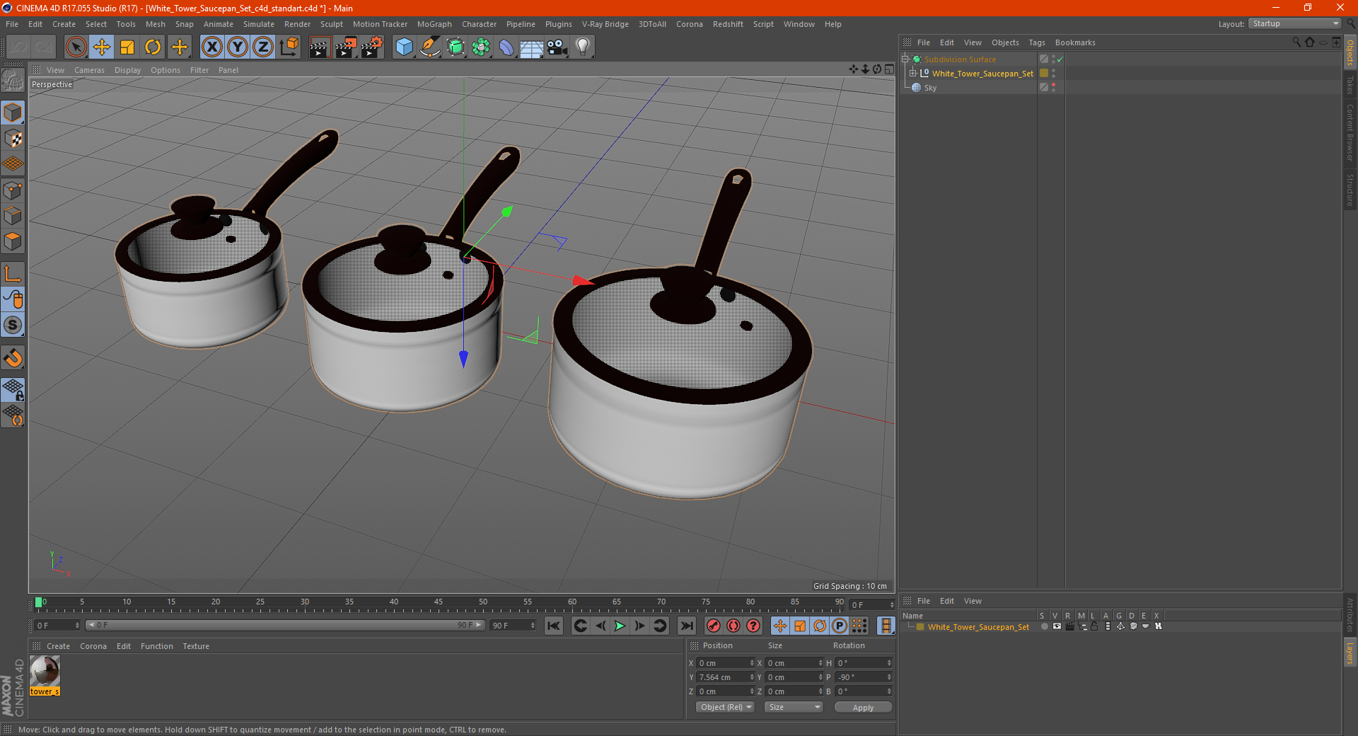 White Tower Saucepan Set 3D model