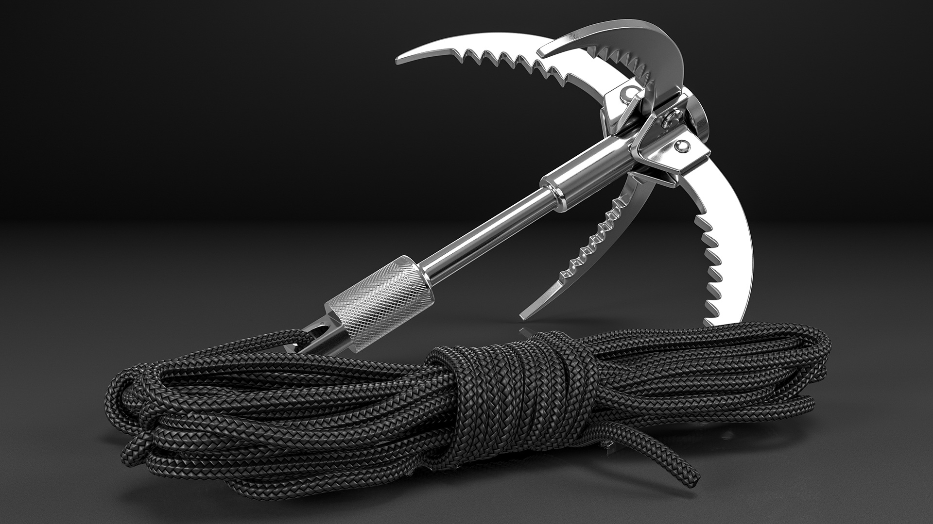 3D Folding Climbing Grappling Hook with Rope