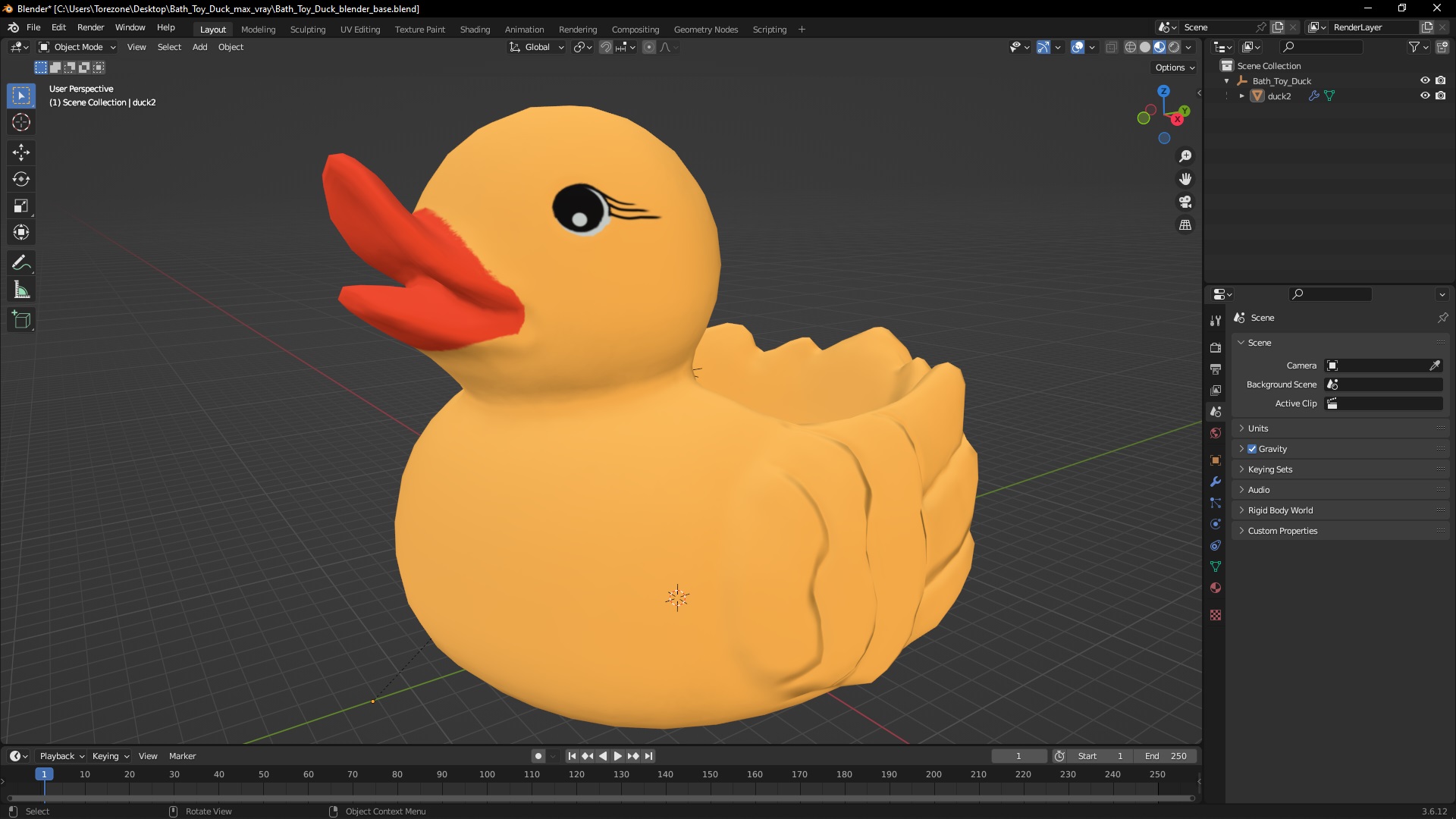 3D Bath Toy Duck model