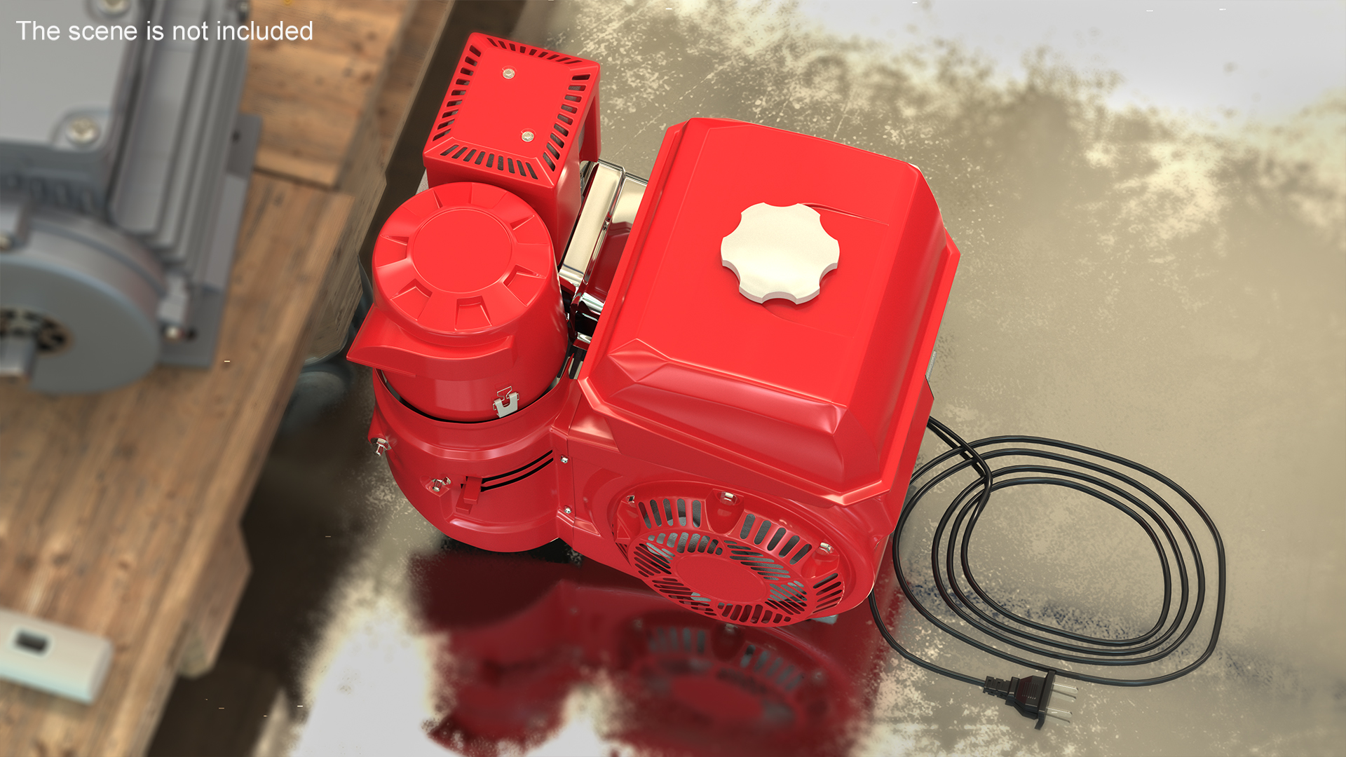 3D Diesel Motor Engine Red model