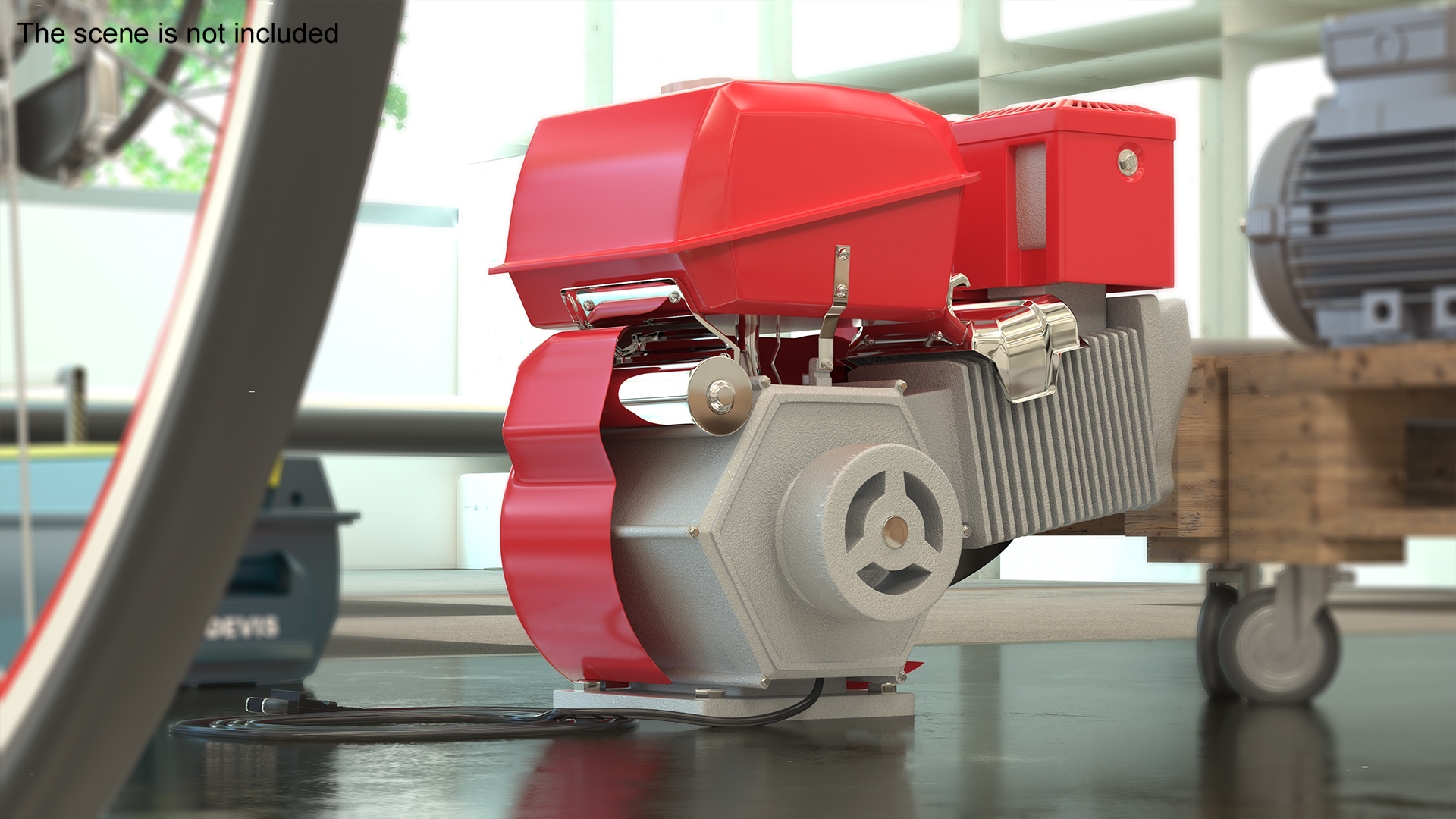 3D Diesel Motor Engine Red model