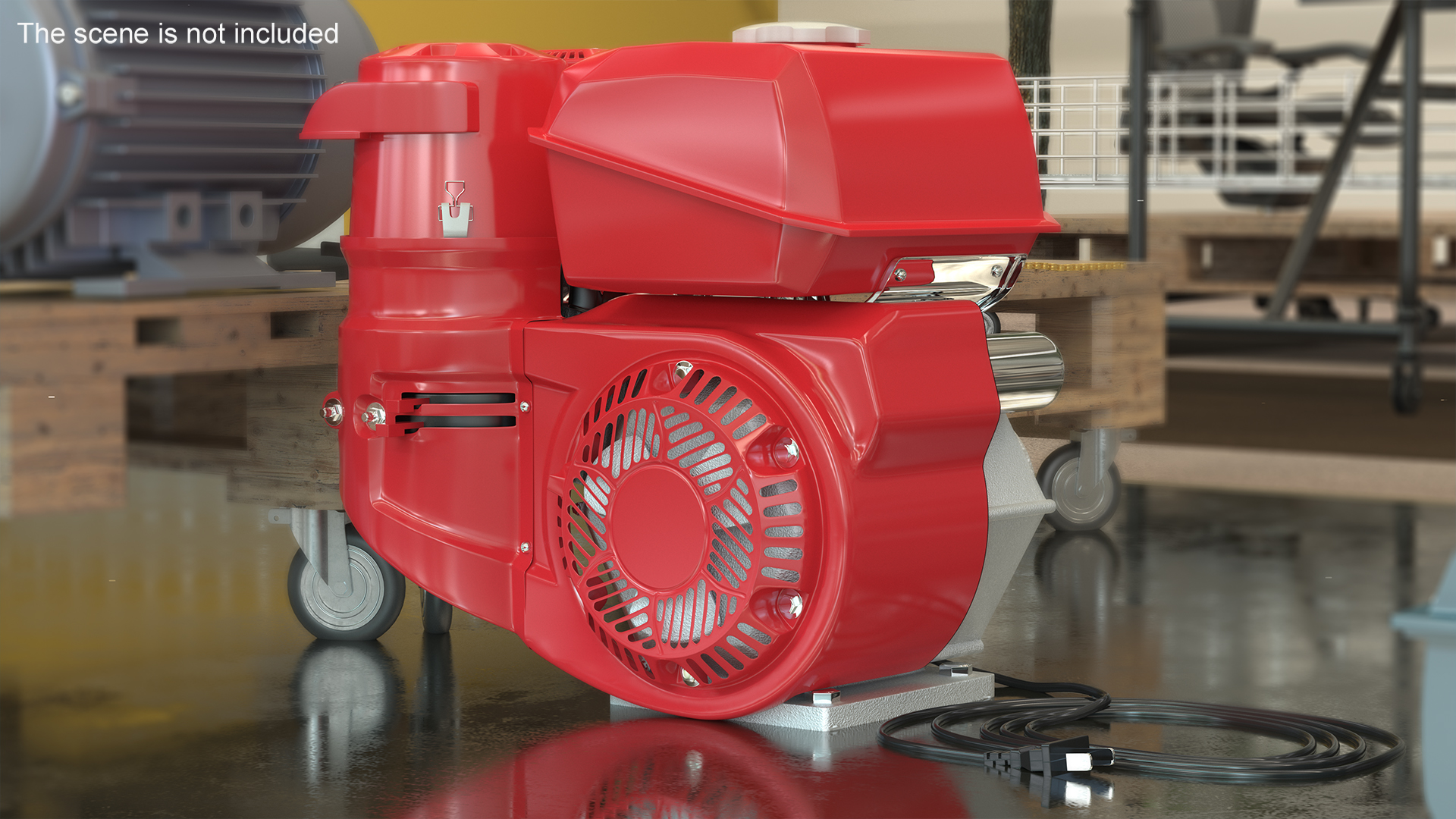 3D Diesel Motor Engine Red model