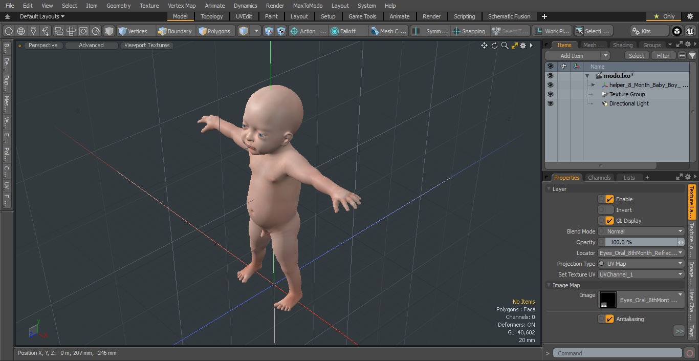 3D 8 Month Baby Boy T-Pose model