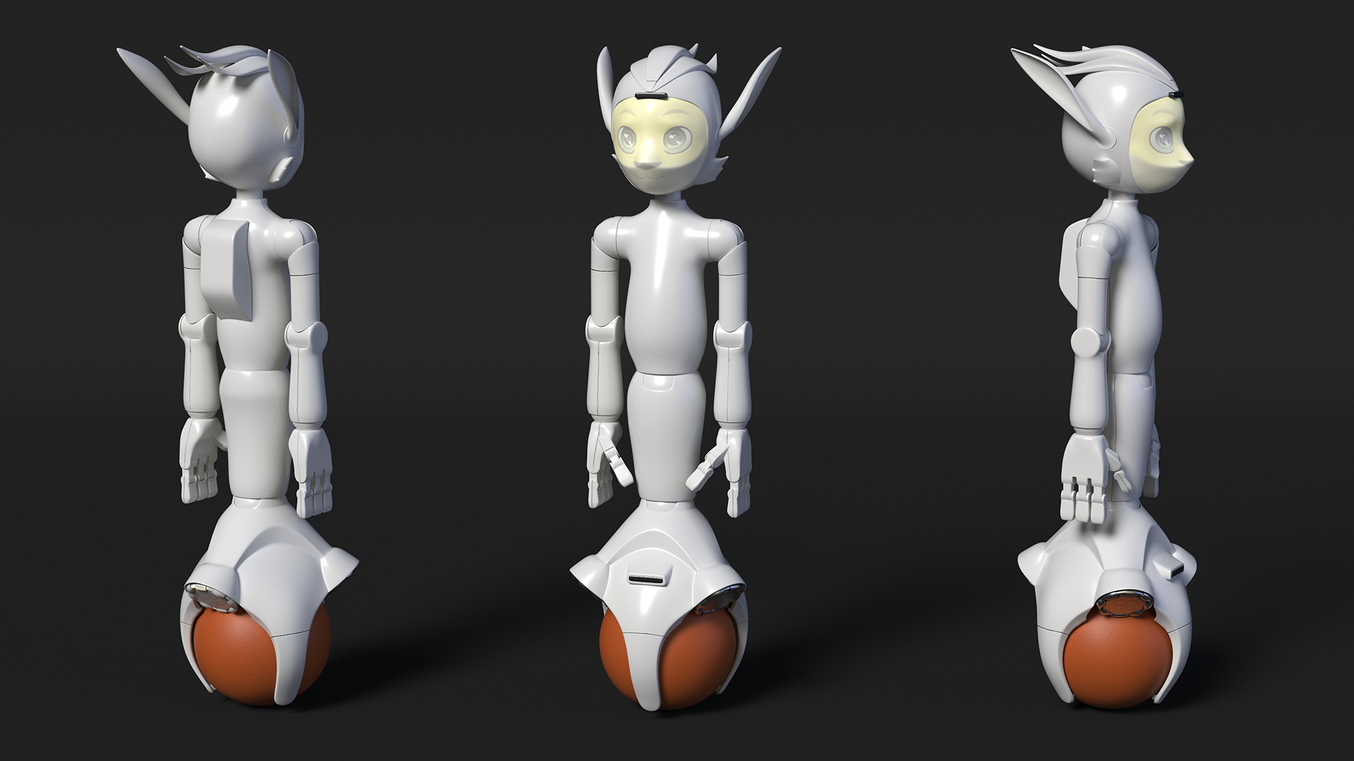 3D model Social AI Robot Mirokai White Rigged for Cinema 4D