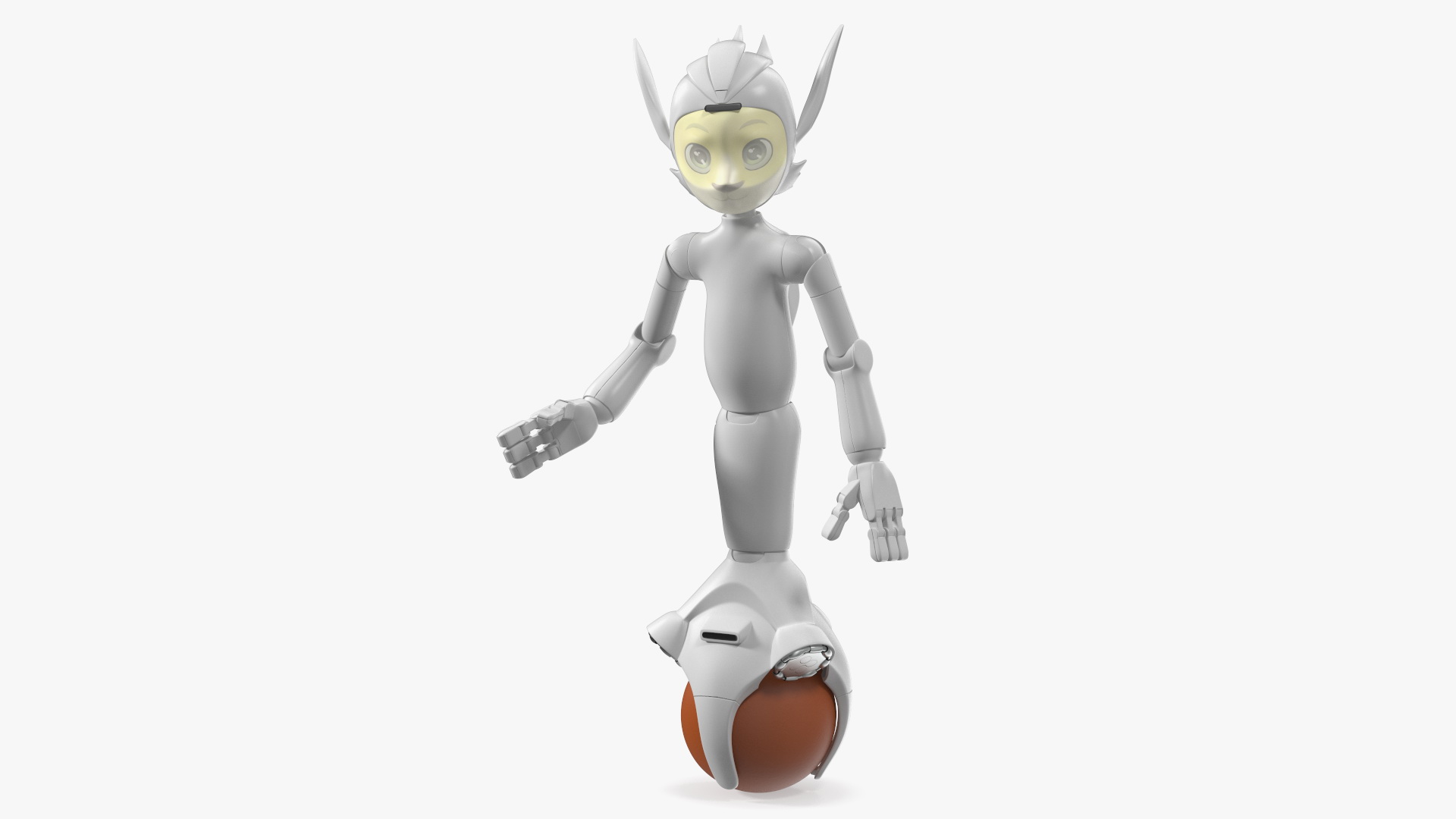 3D model Social AI Robot Mirokai White Rigged for Cinema 4D