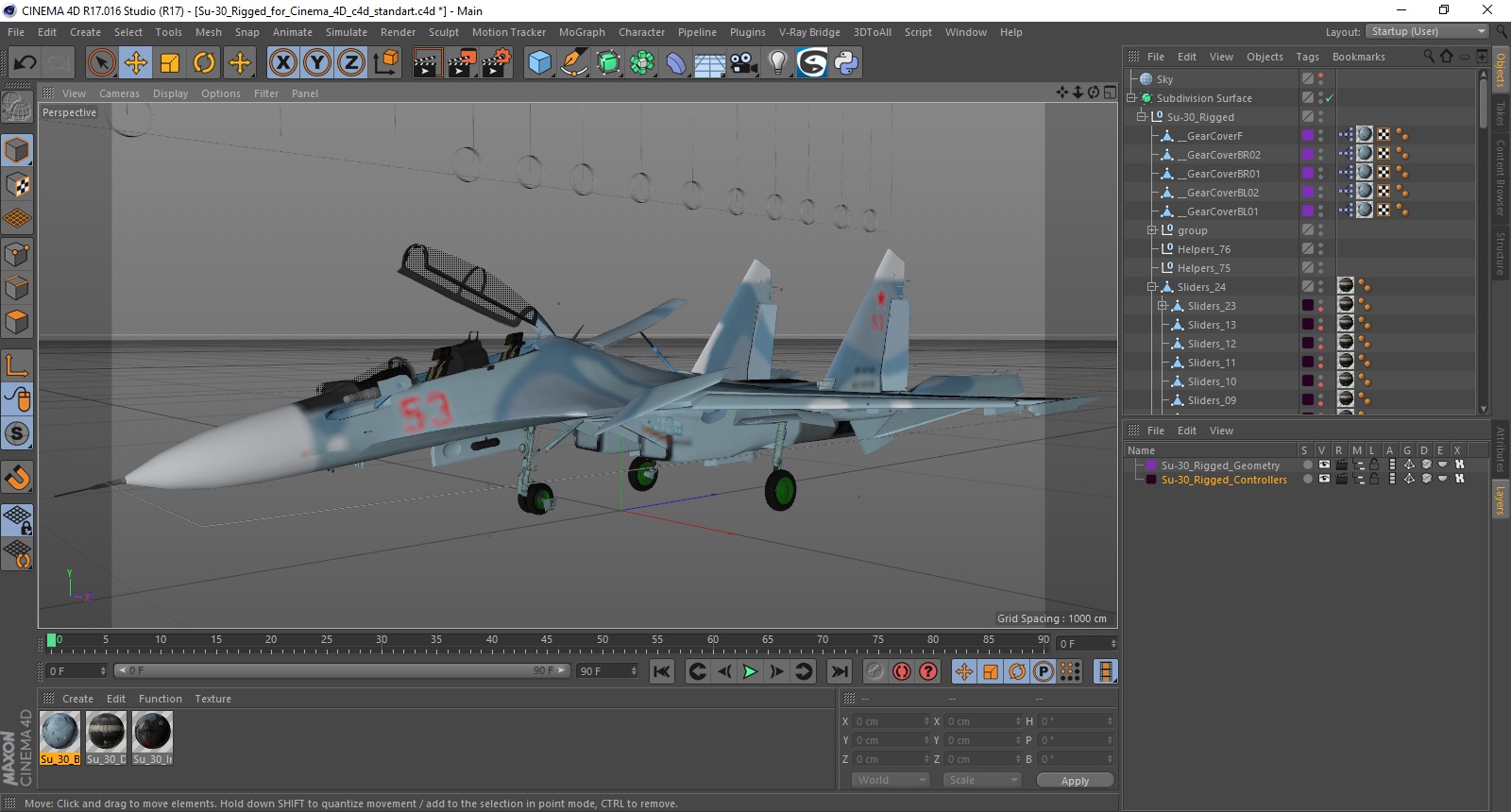 3D Su-30 Rigged for Cinema 4D