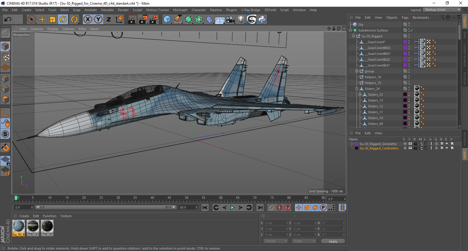 3D Su-30 Rigged for Cinema 4D