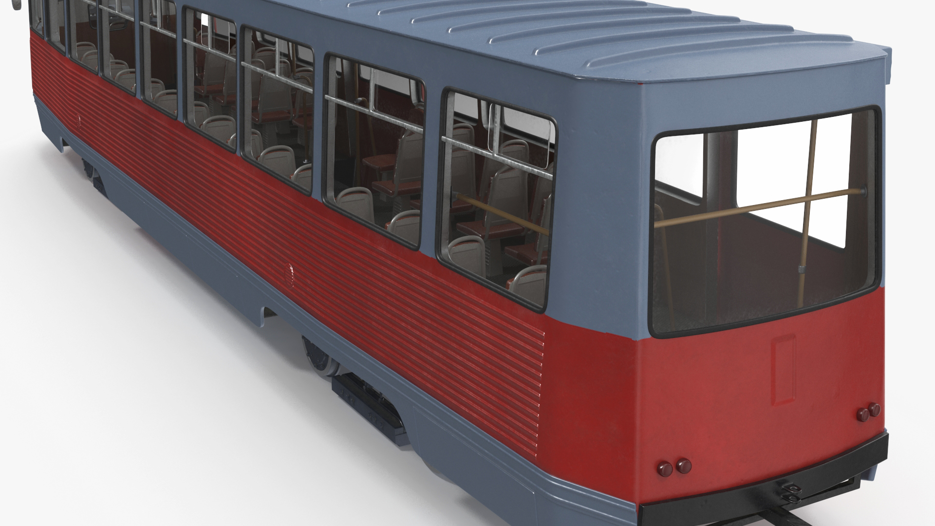 Retro Soviet Tram KTM-5 New Rigged 3D model