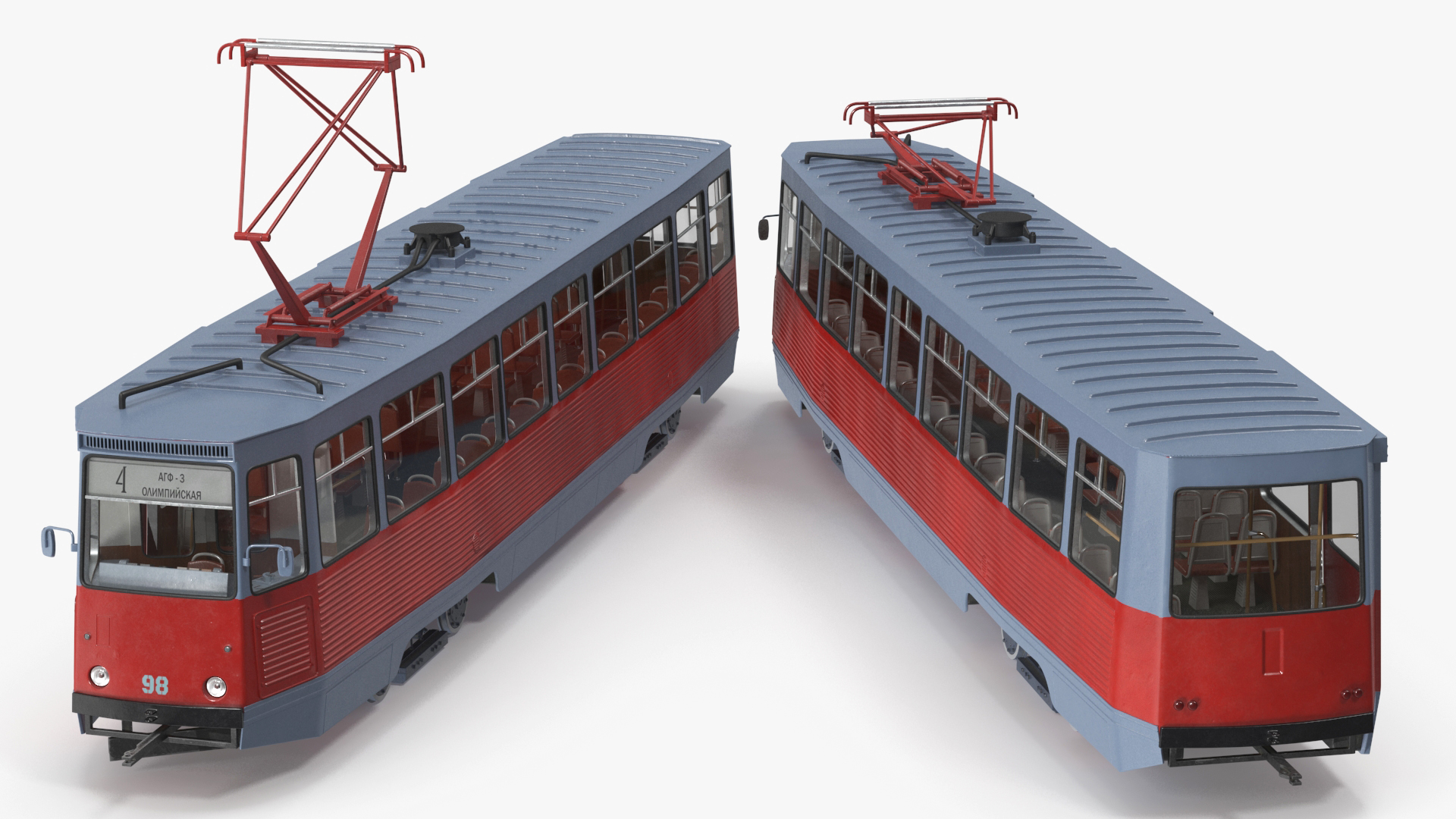 Retro Soviet Tram KTM-5 New Rigged 3D model