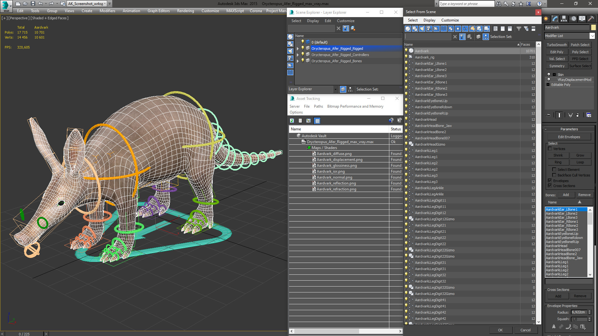 Orycteropus Afer Rigged for Cinema 4D 3D