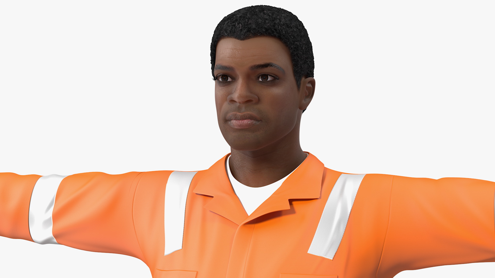 3D model Light Skin Black Road Worker Rigged