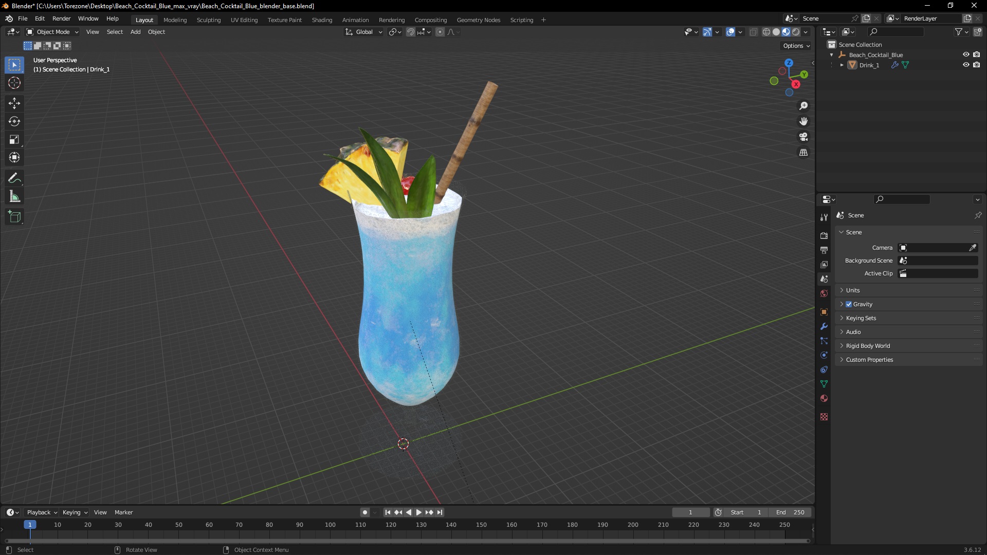 Beach Cocktail Blue 3D model