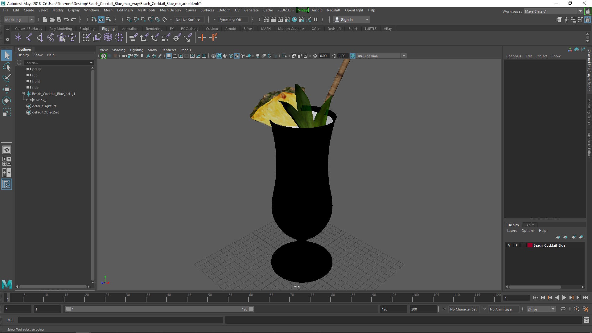 Beach Cocktail Blue 3D model