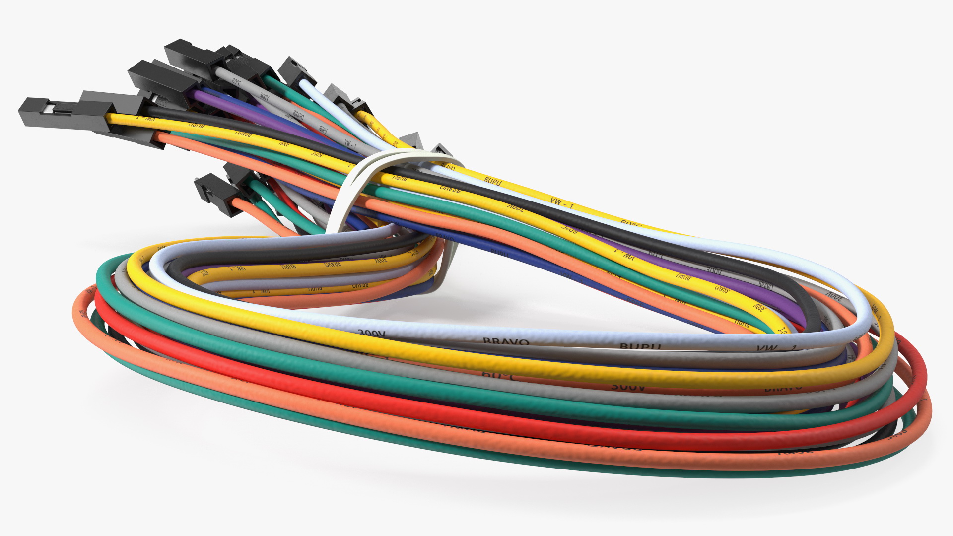 Jumper Wires Looped Multicolored 3D