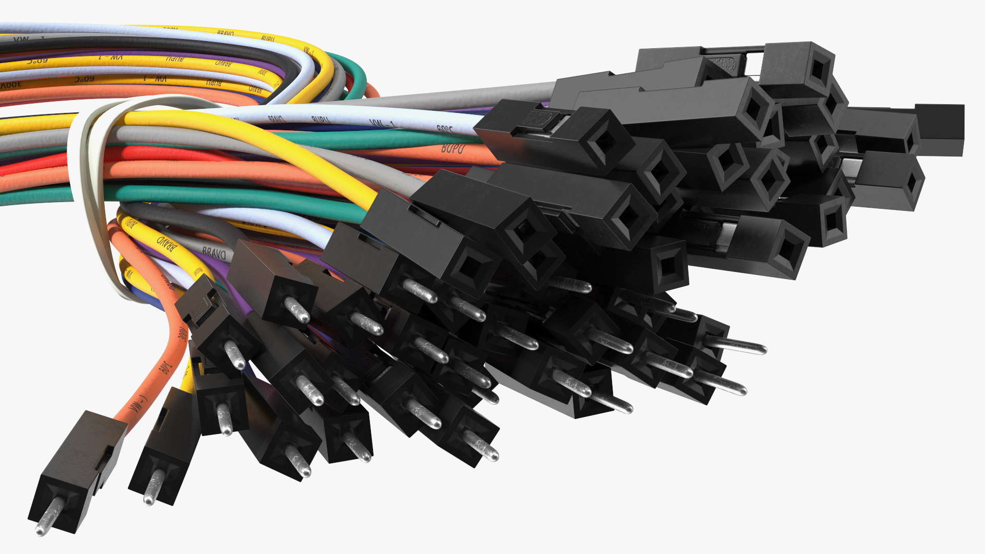 Jumper Wires Looped Multicolored 3D