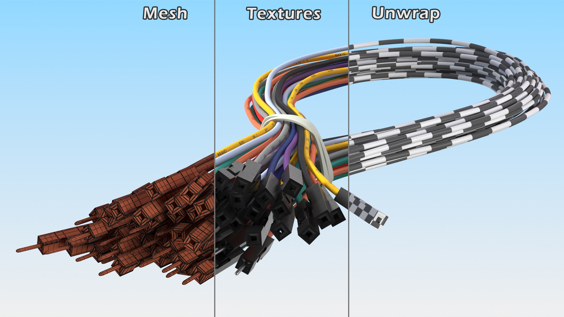 Jumper Wires Looped Multicolored 3D