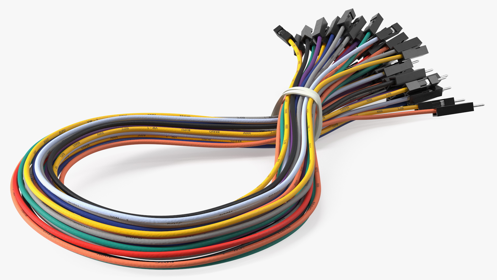 Jumper Wires Looped Multicolored 3D