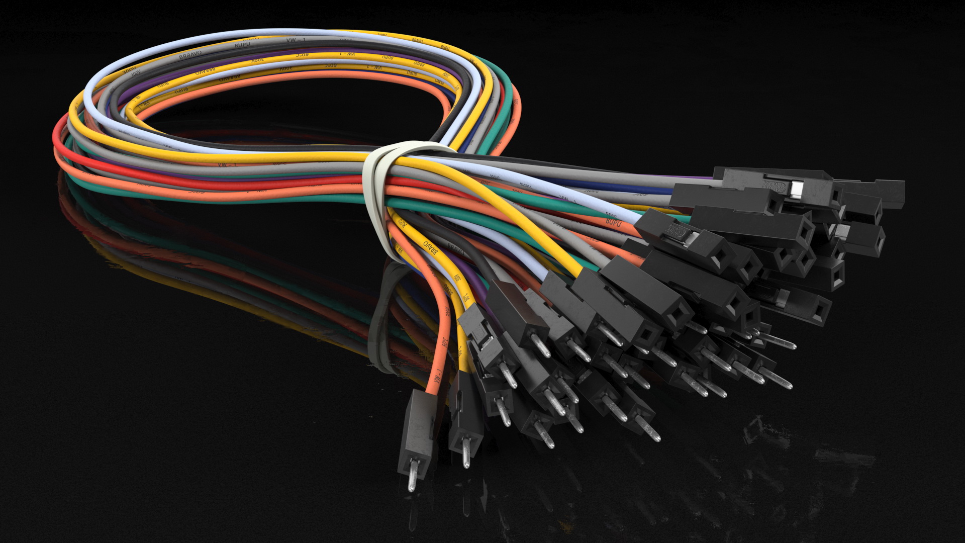 Jumper Wires Looped Multicolored 3D