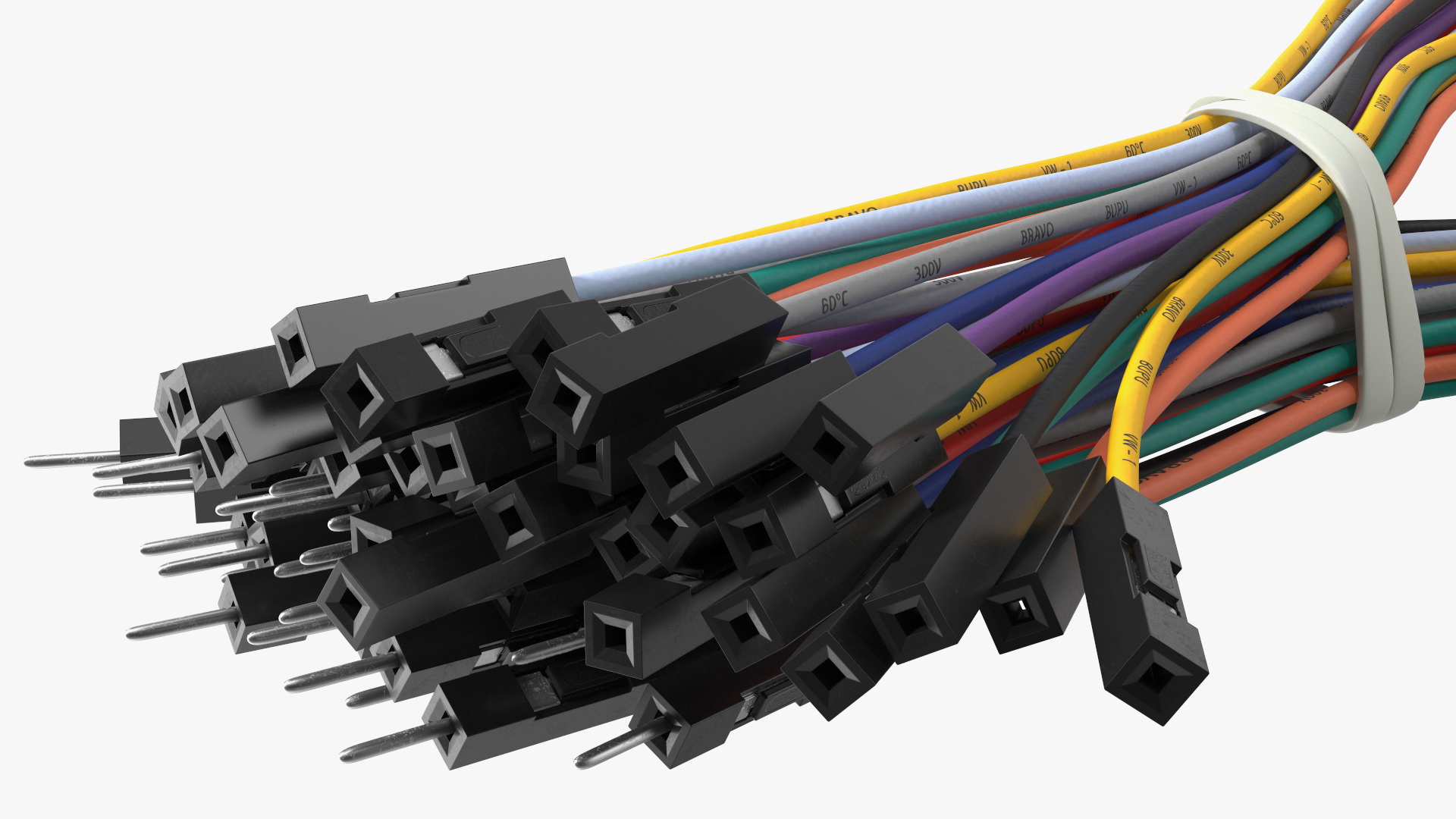 Jumper Wires Looped Multicolored 3D