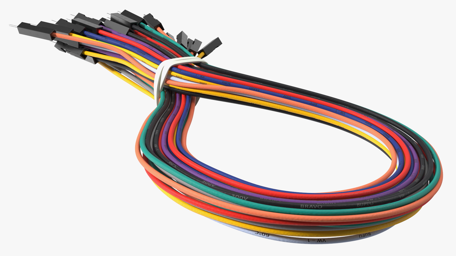 Jumper Wires Looped Multicolored 3D