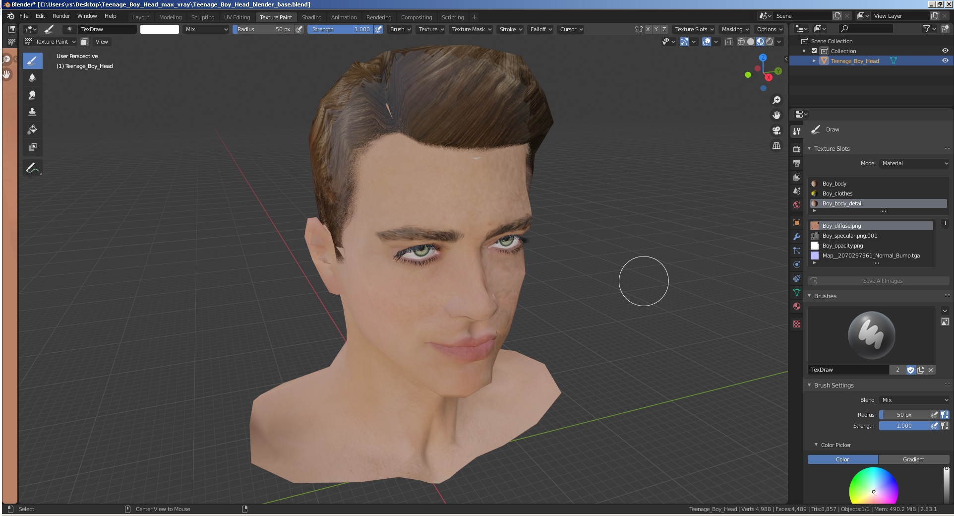 3D Teenage Boy Head