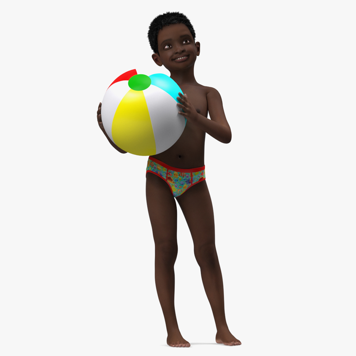 3D Black Child Boy Beach Style Rigged for Maya model