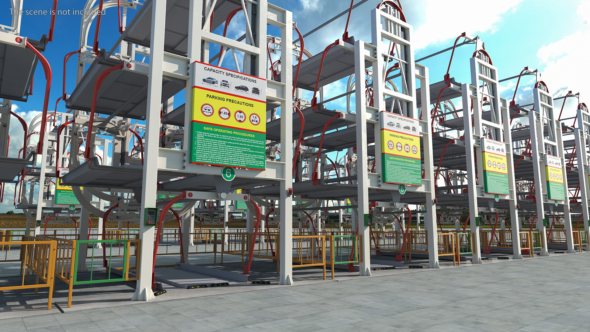 3D Rotary Car Parking Lift System 6 Place model