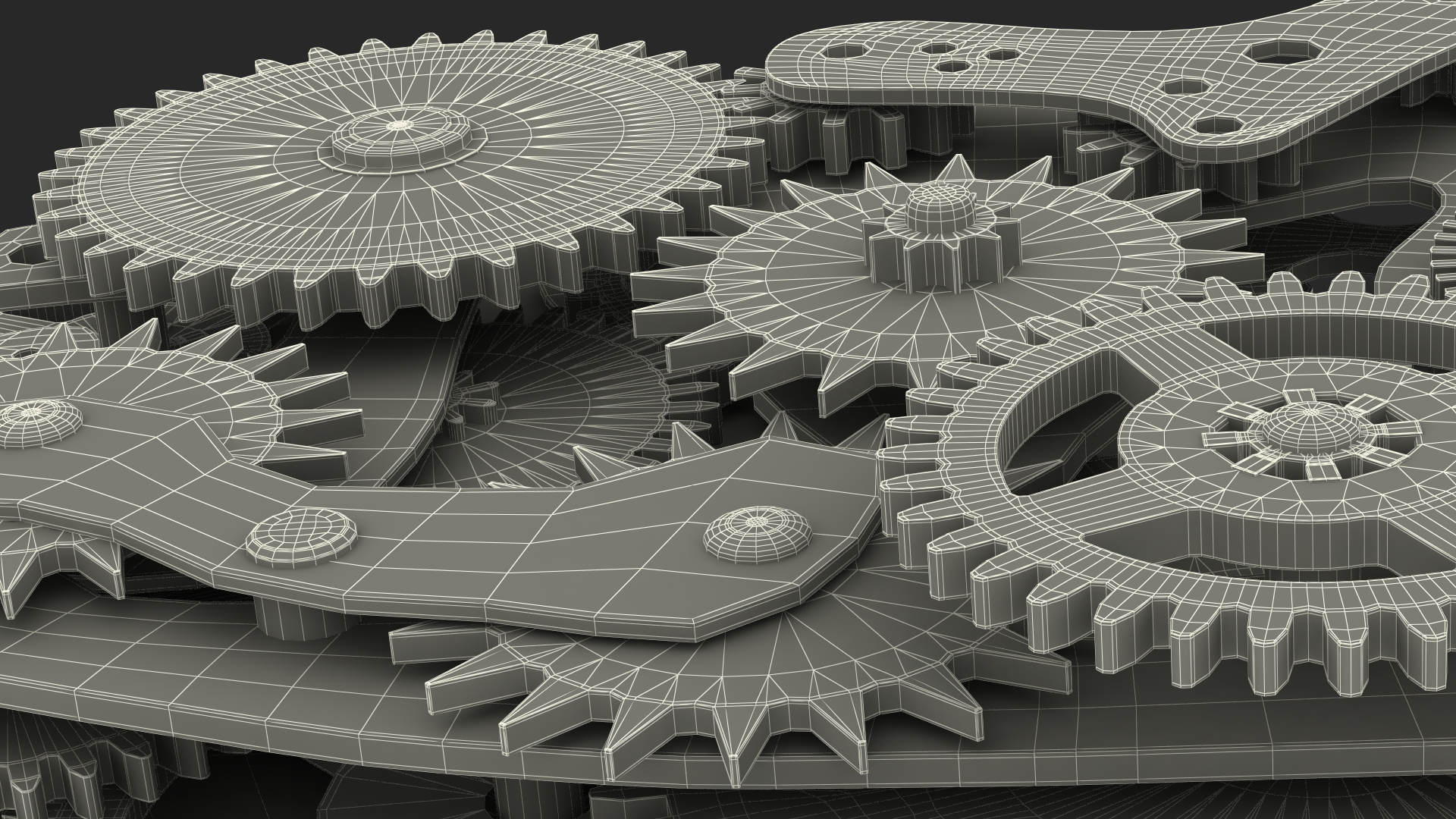 3D Cog Gears Mechanism Silver