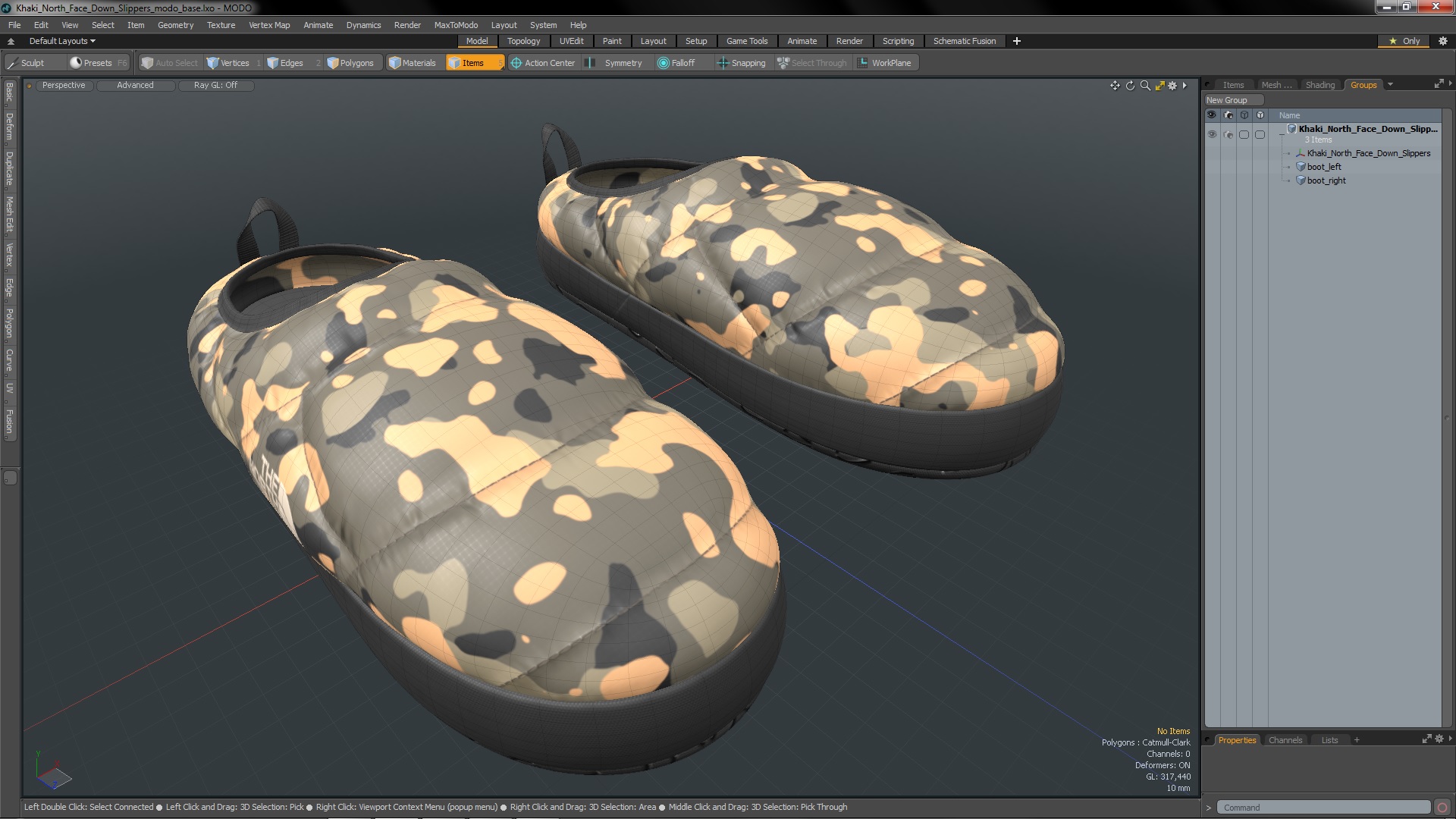 3D model Khaki North Face Down Slippers