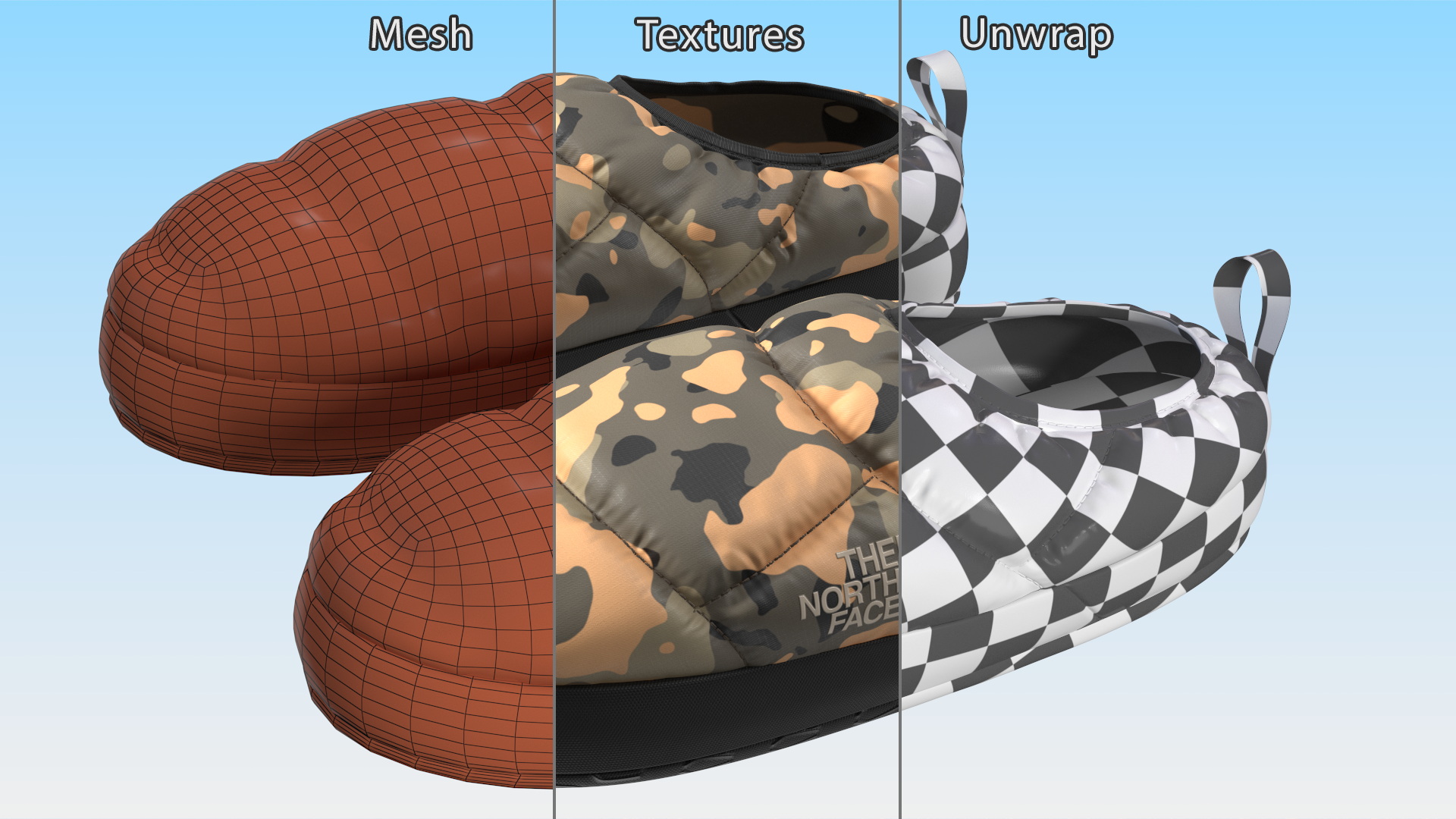 3D model Khaki North Face Down Slippers