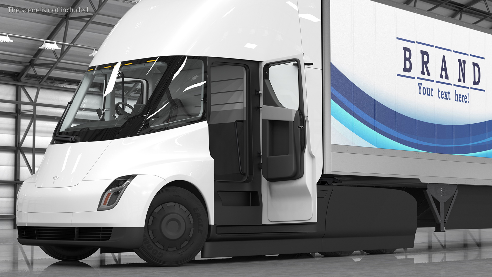 Tesla Semi Truck with Trailer Your Brand Rigged 3D