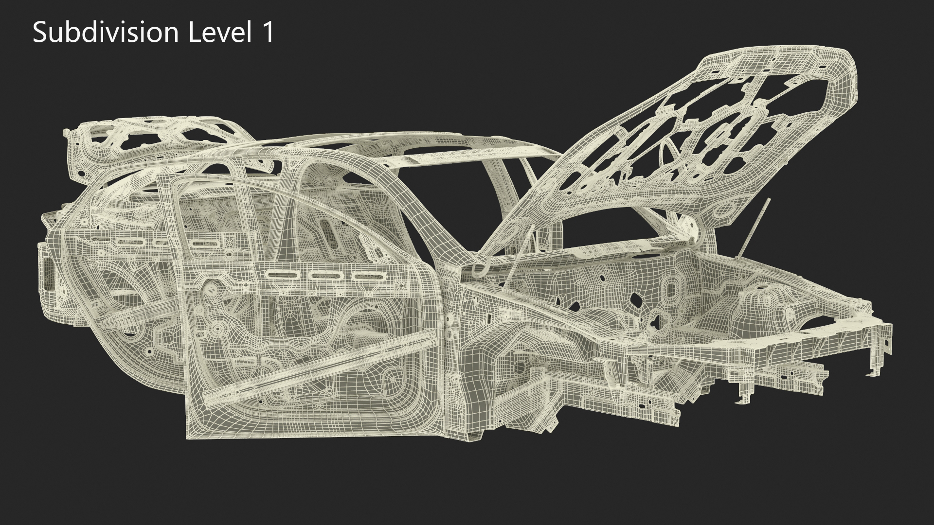 Car Frame Unibody Structure Rigged 3D model