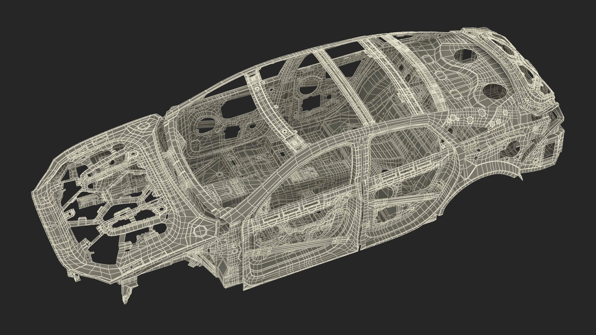 Car Frame Unibody Structure Rigged 3D model