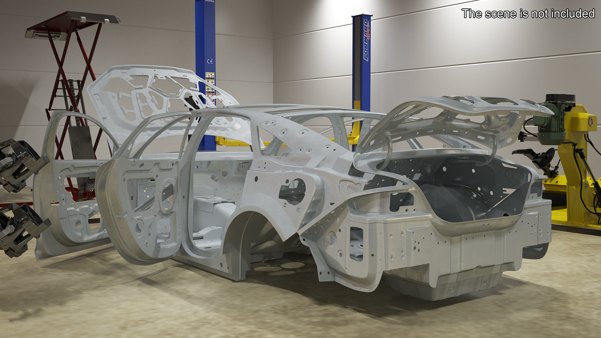 Car Frame Unibody Structure Rigged 3D model