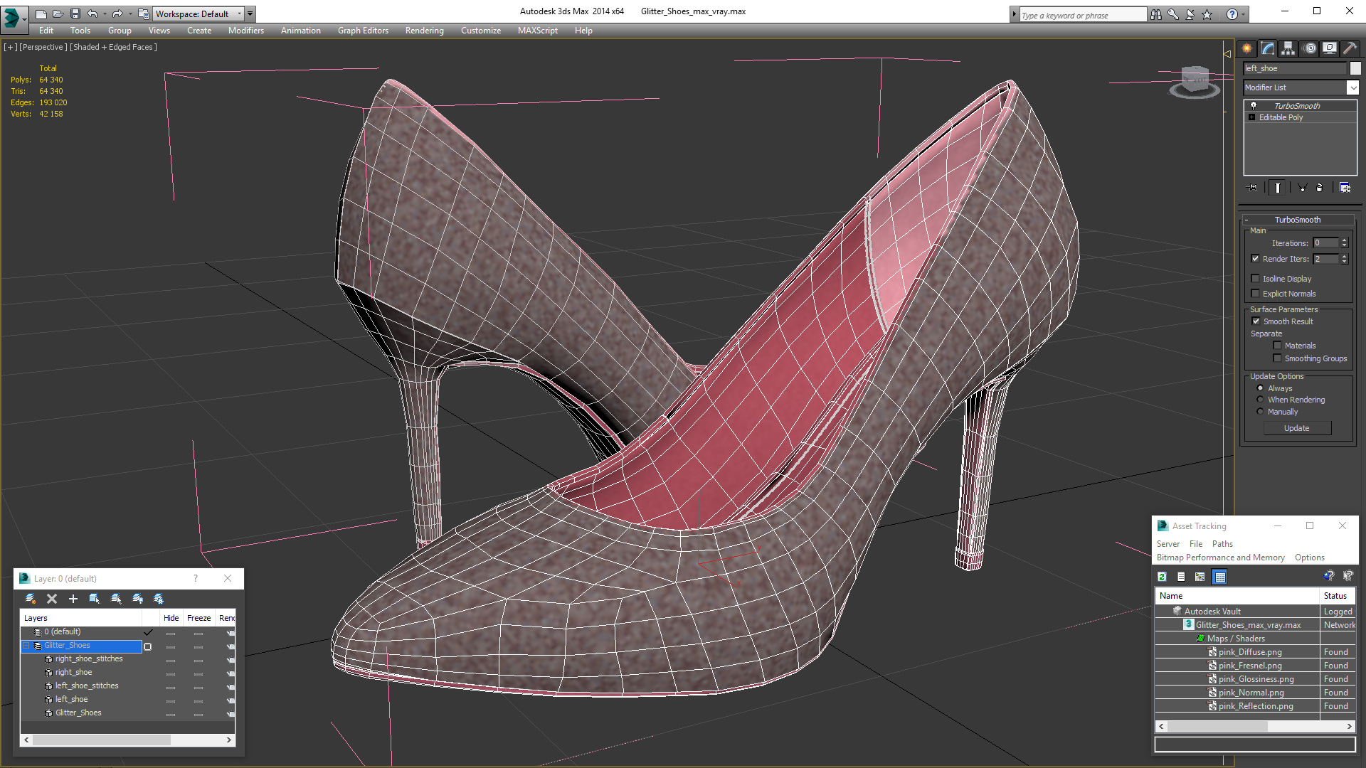 3D Glitter Shoes model